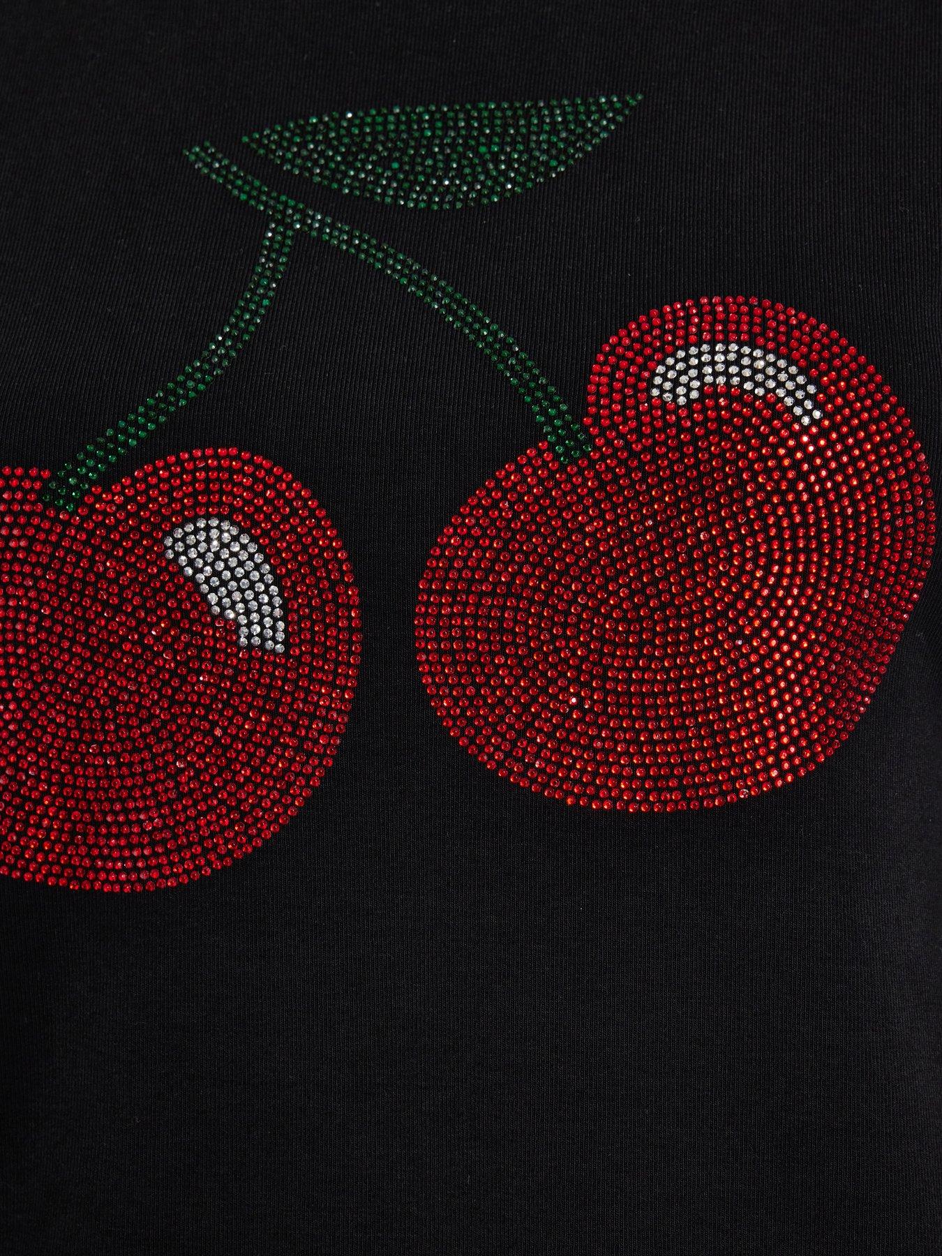 Image 6 of 6 of Quiz Black Diamante Cherry Top