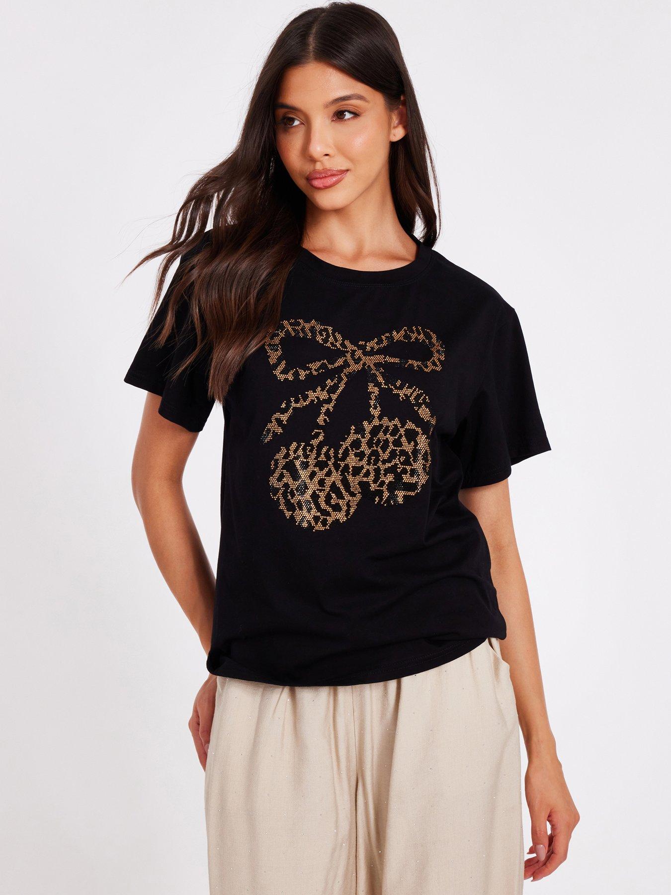 undefined Black Leopard Print Cherry Top