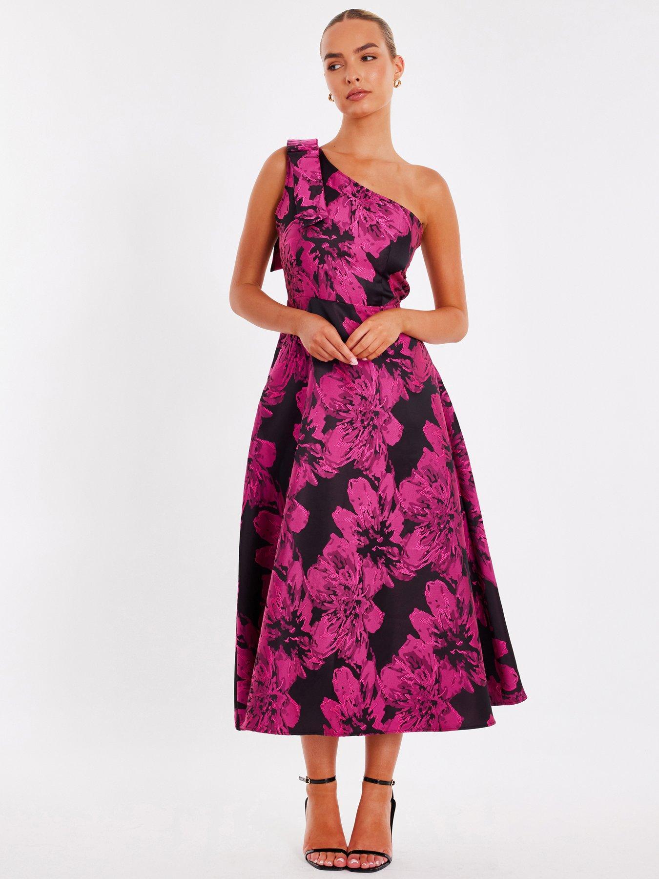 undefined Magenta Floral Jacquard Midaxi Dress