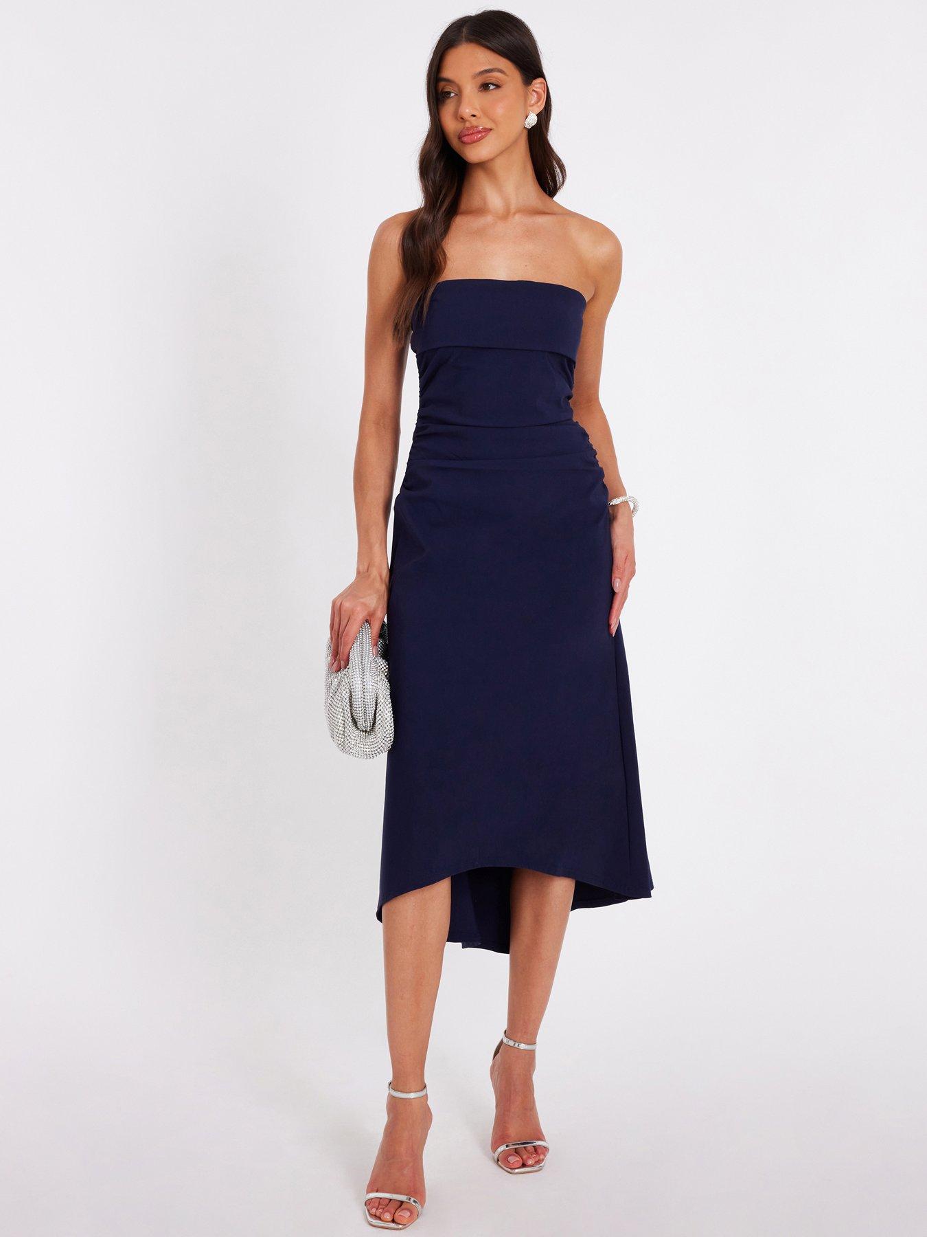 undefined Navy Bandeau Midi Dress