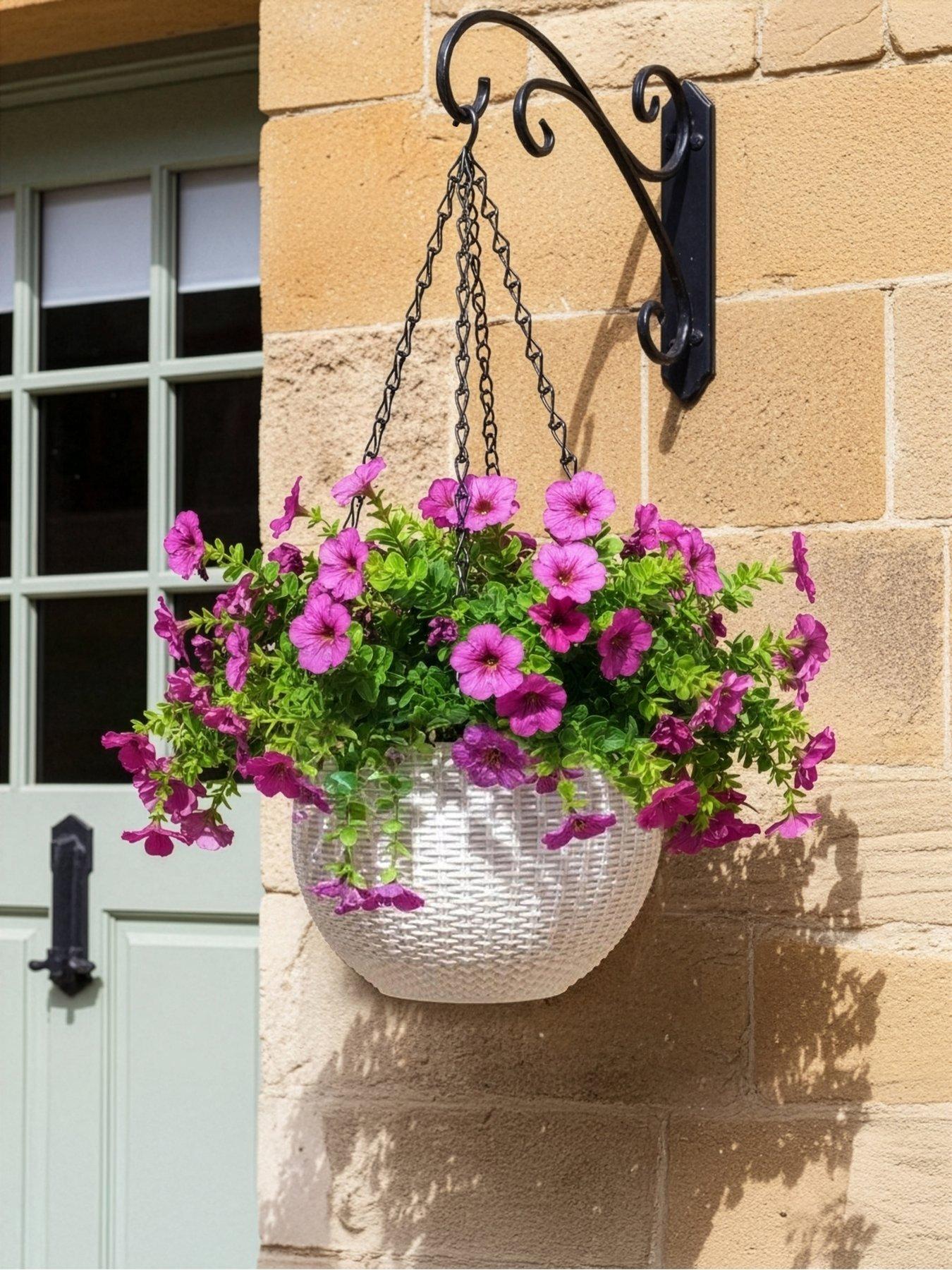 The Very Collection Hanging Basket with Faux Flowers