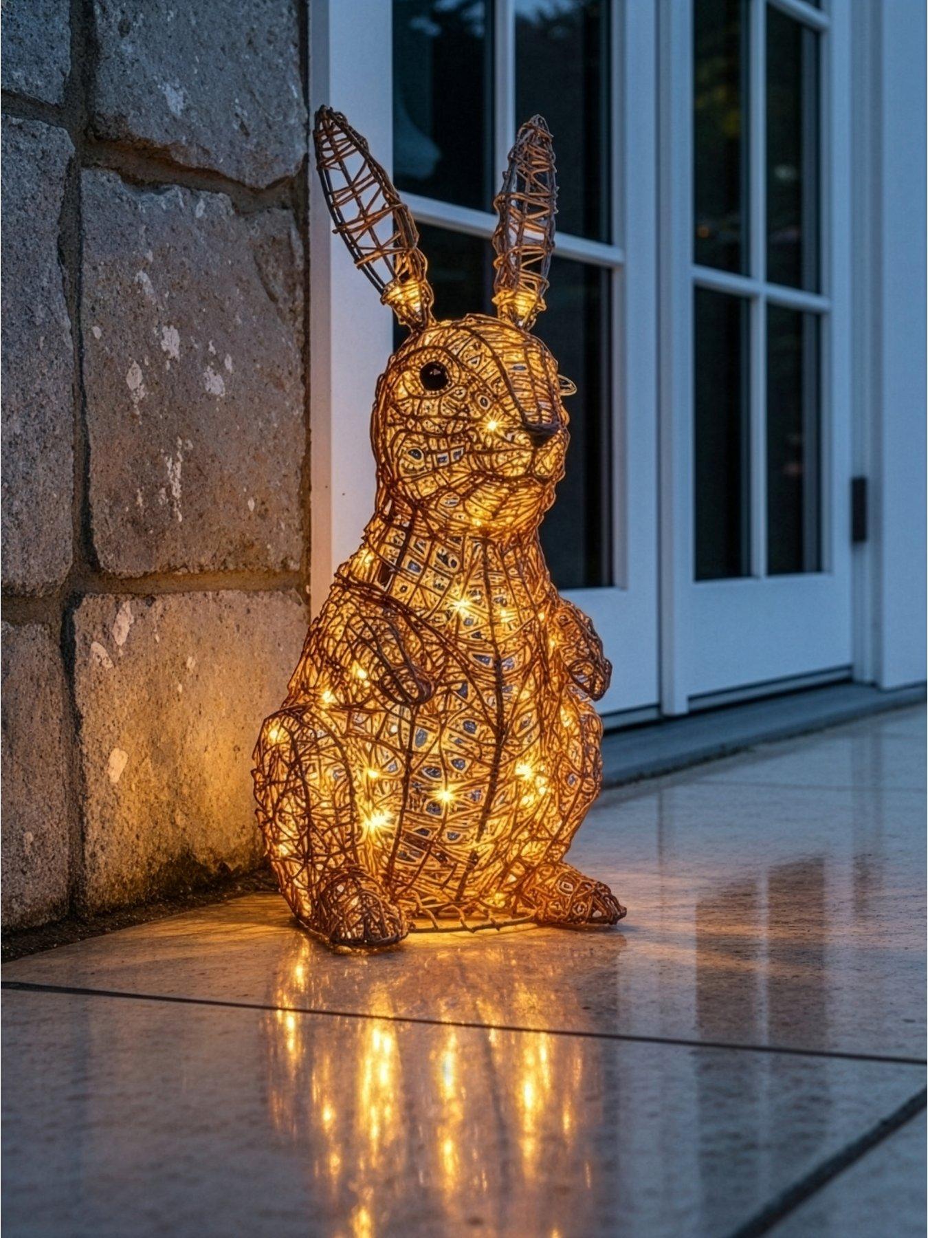 The Very Collection 75L Outdoor LED Light With Rattan Bunny