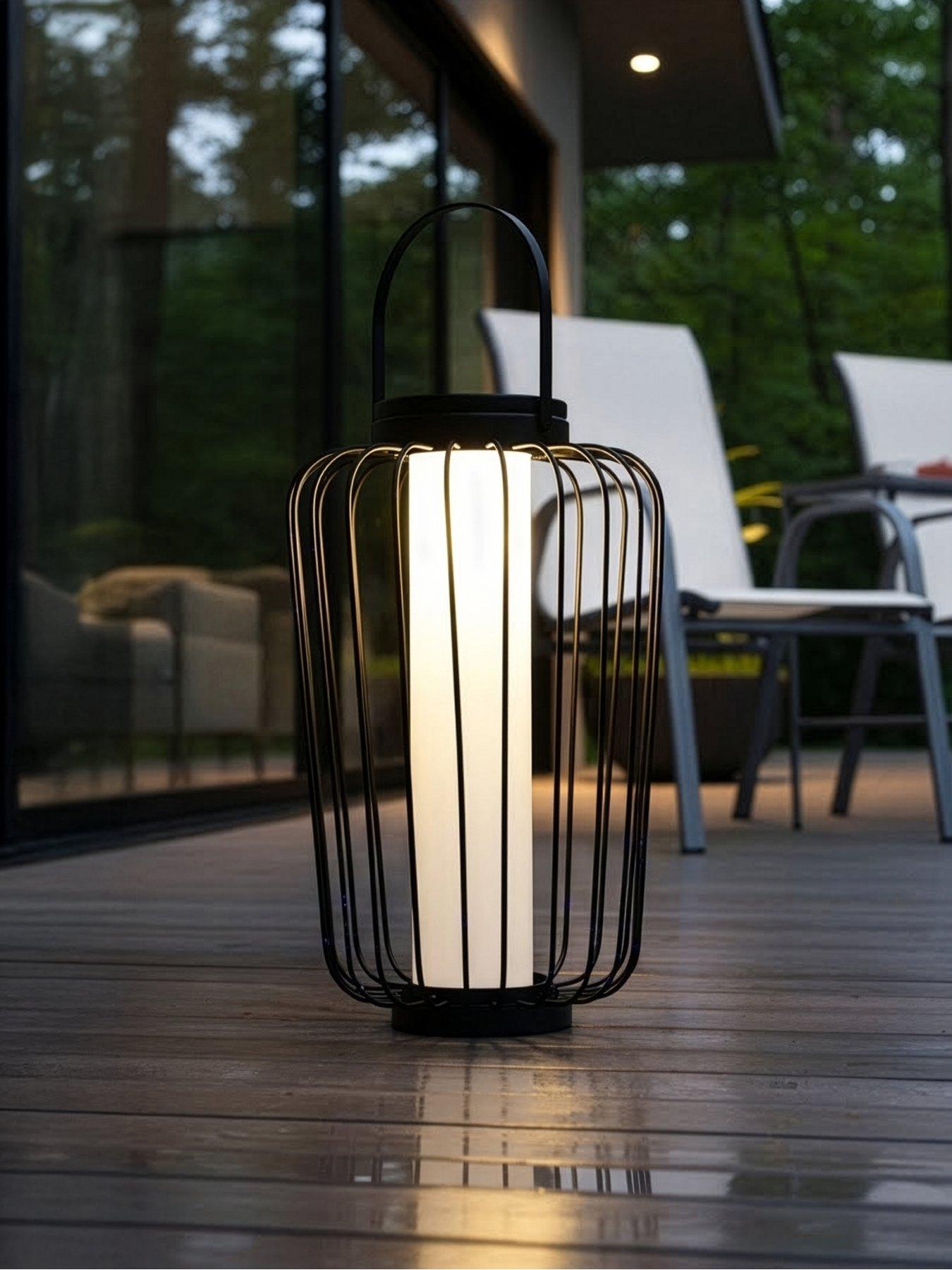 The Very Collection 40cm Cage Solar Lantern with USB charge- Black