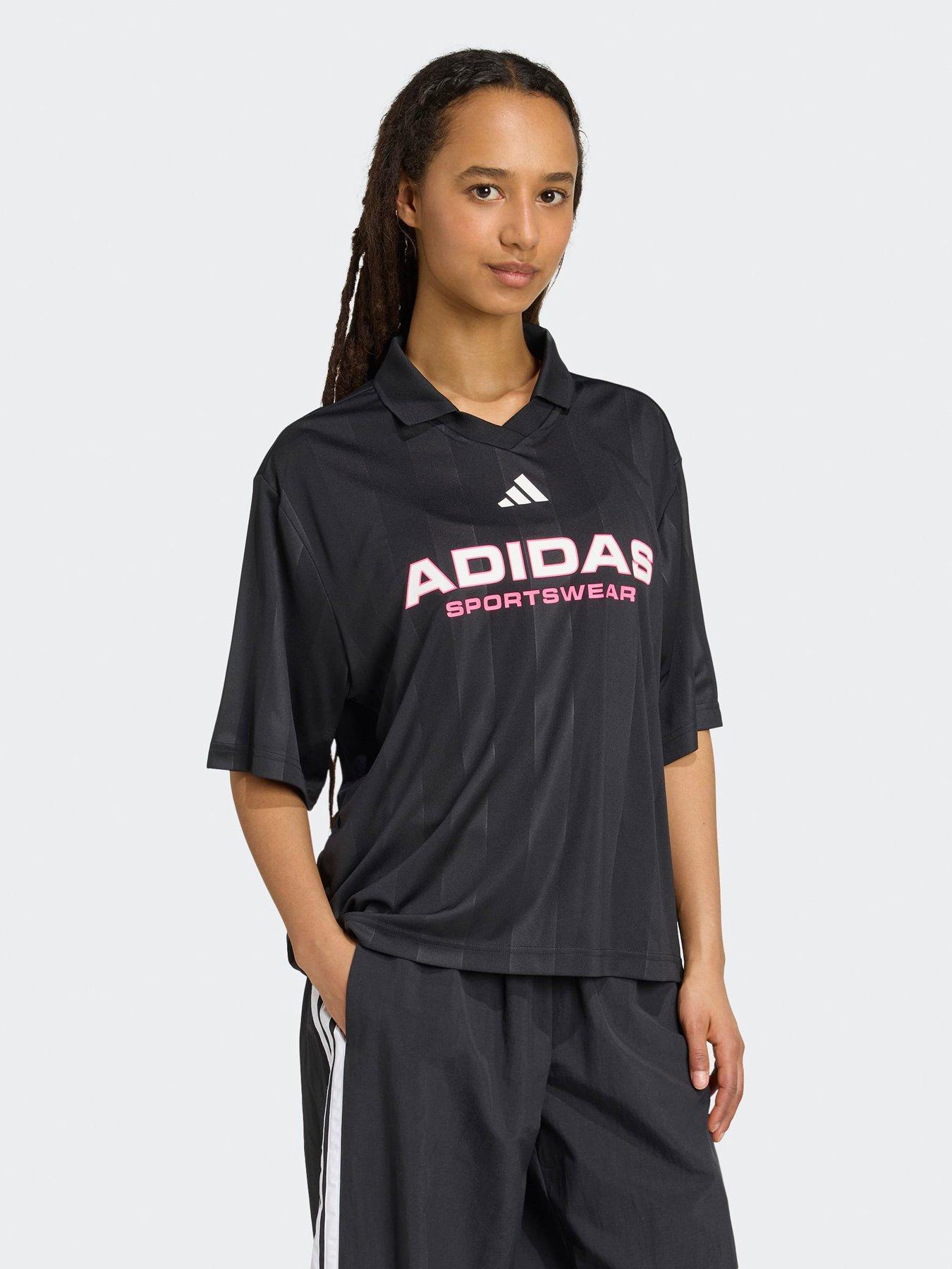  image of adidas-sportswear-womens-tiro-polo-t-shirt-black