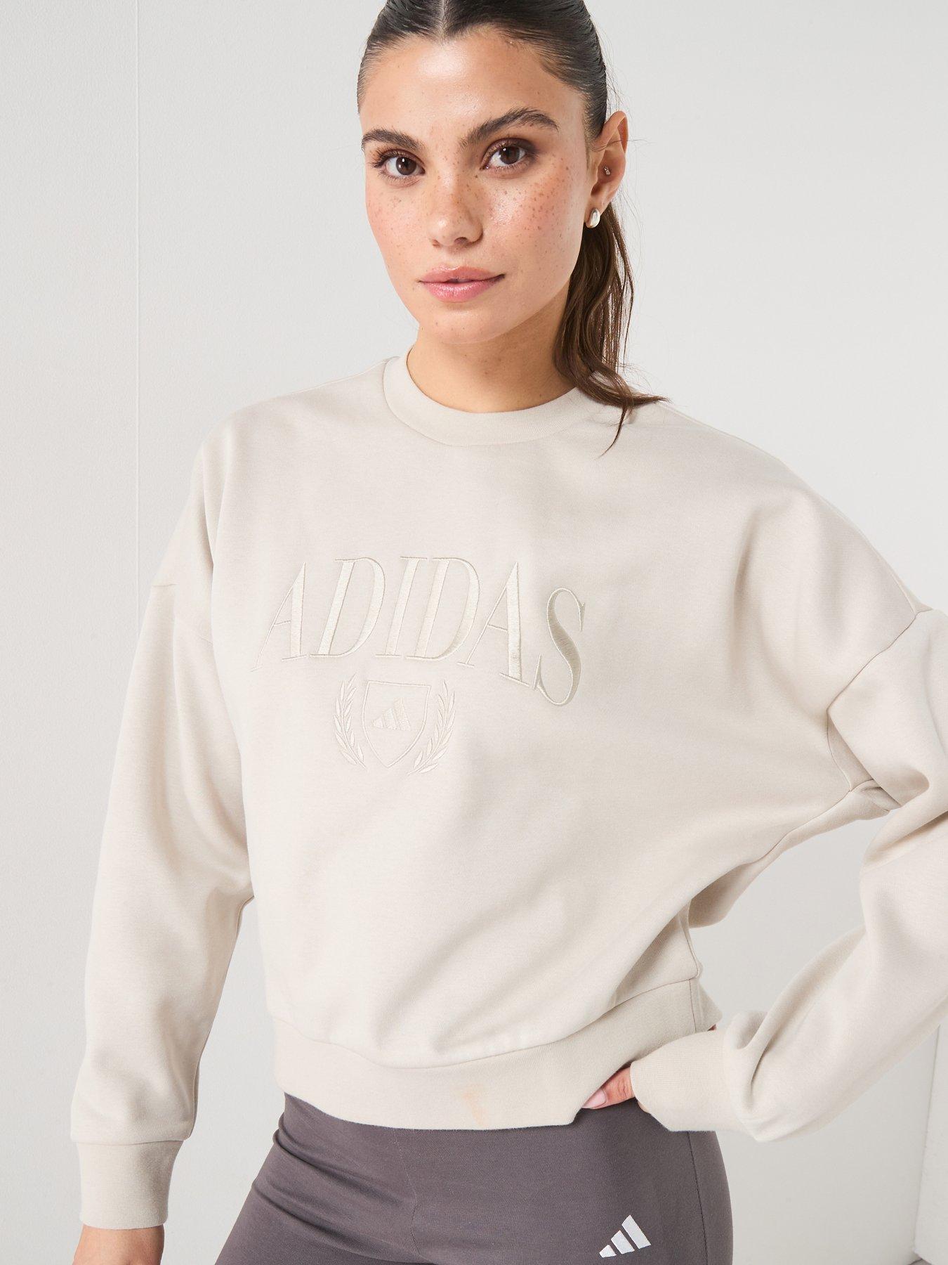 adidas Sportswear Womens Cozy Holiday Graphic Sweatshirt - Grey
