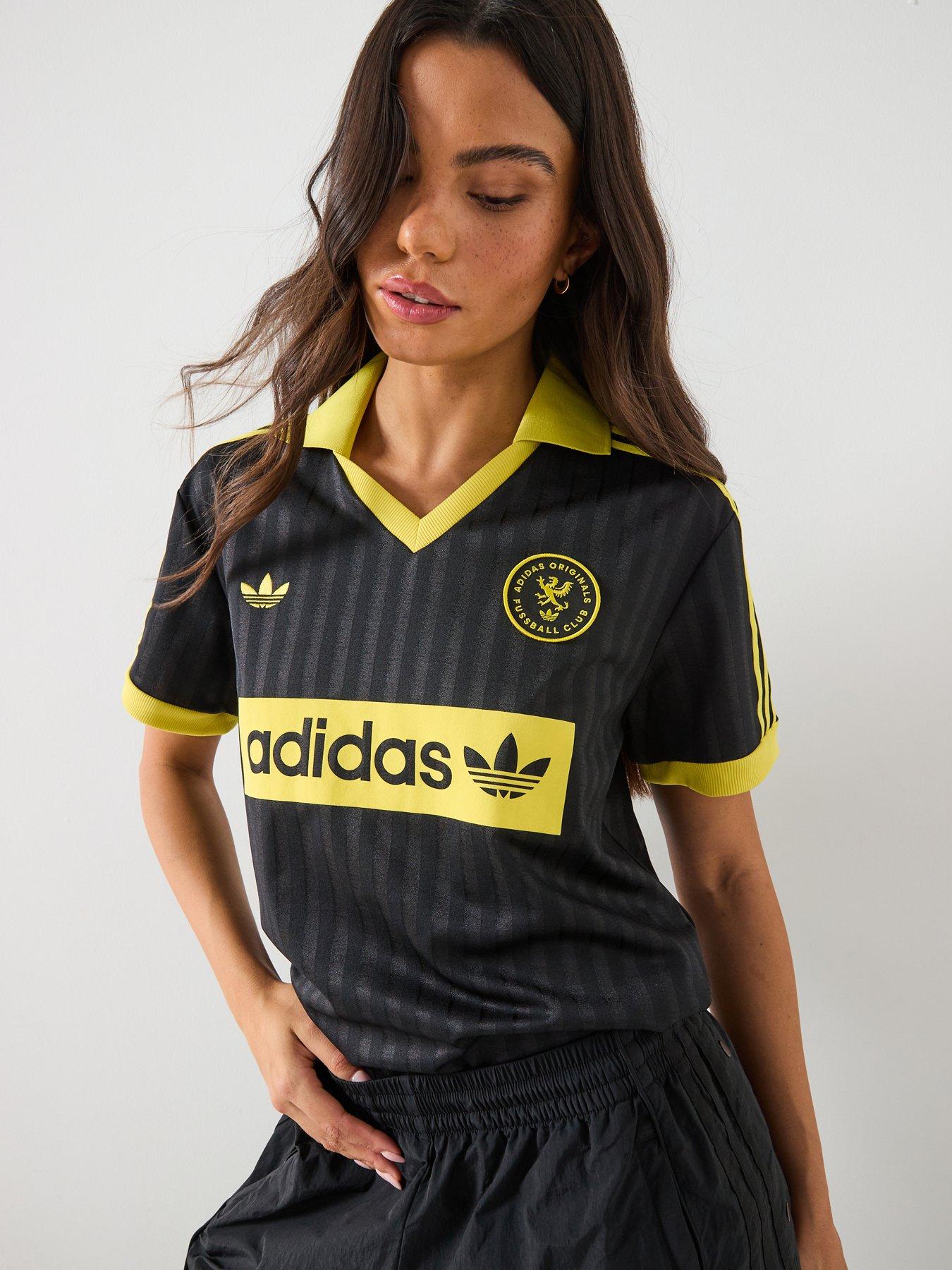 Image 1 of 6 of adidas Originals Womens Graphic Football Inspired Jersey - Black