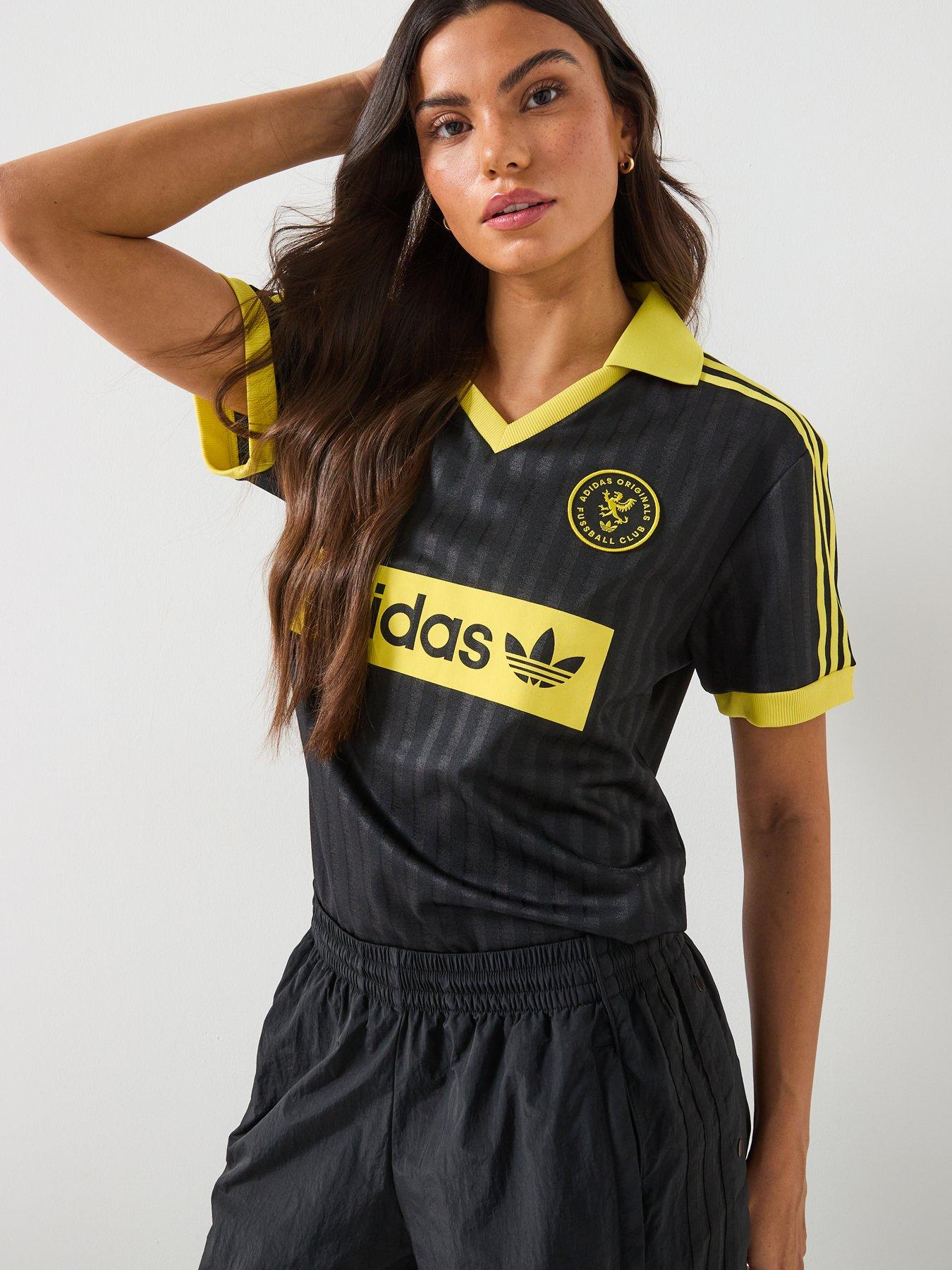 Image 4 of 6 of adidas Originals Womens Graphic Football Inspired Jersey - Black