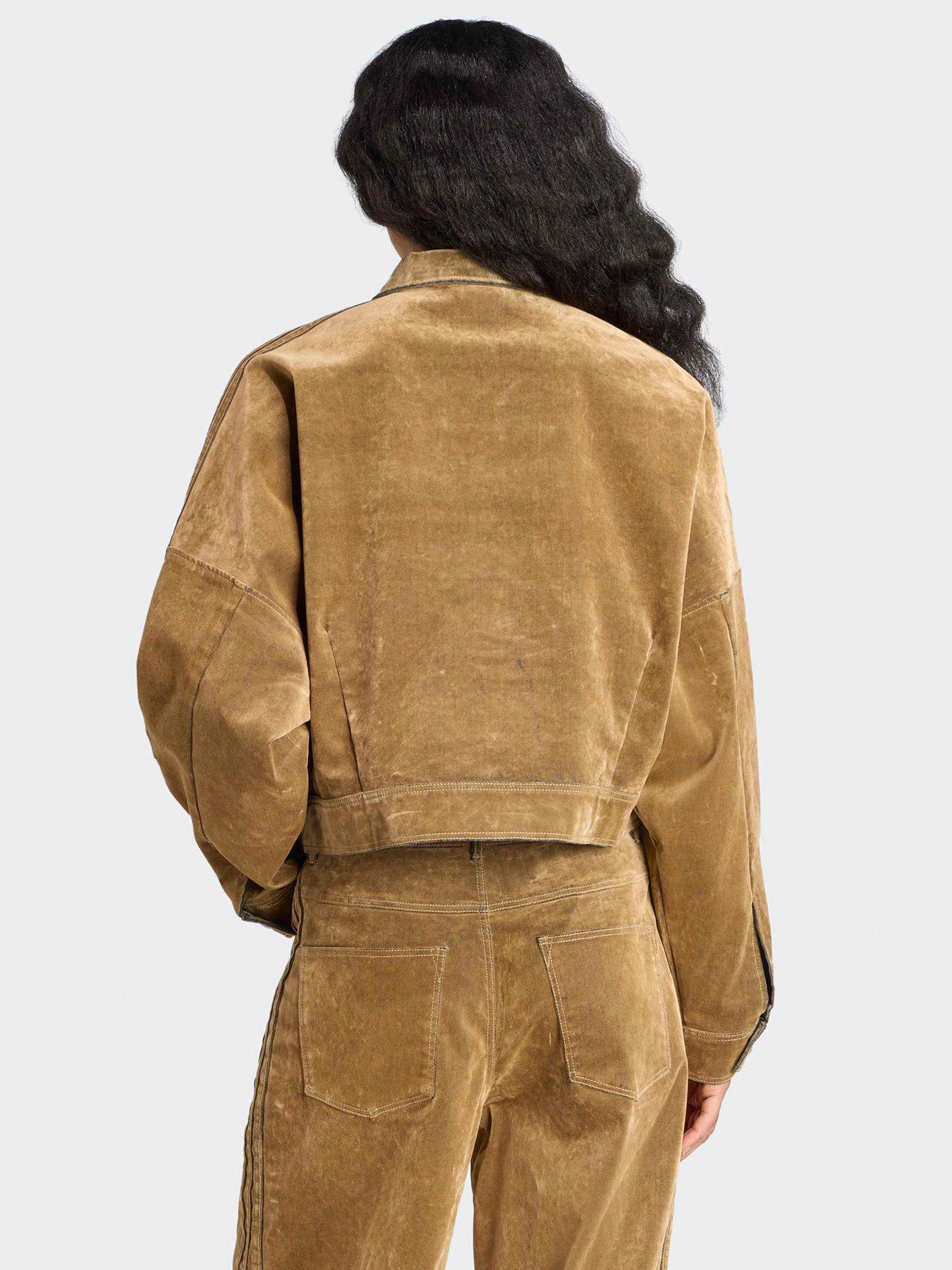  image of adidas-originals-womens-adibreak-brushed-twill-jacket-brown