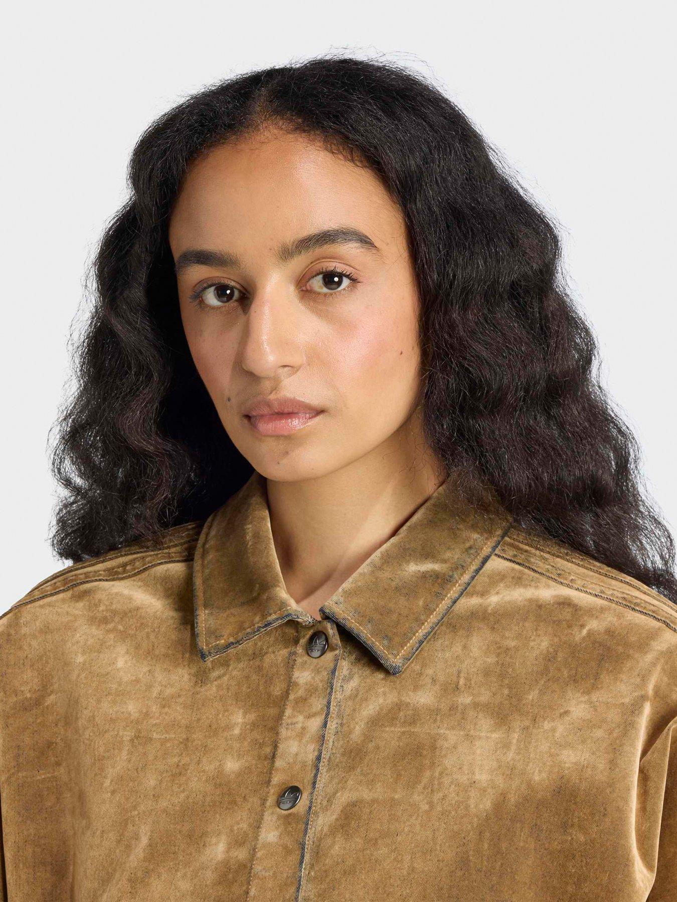  image of adidas-originals-womens-adibreak-brushed-twill-jacket-brown