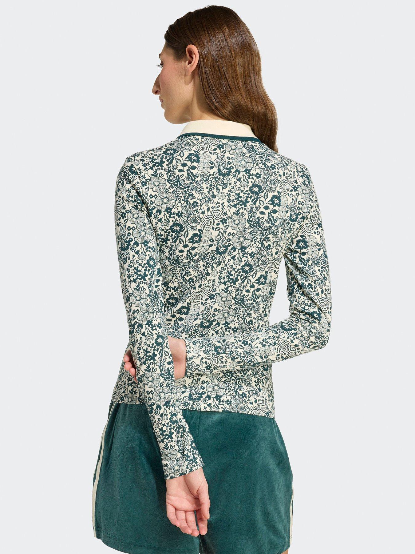 Image 2 of 6 of adidas Originals Womens X Liberty London Aop Long Sleeve Long-Sleeve Top - White