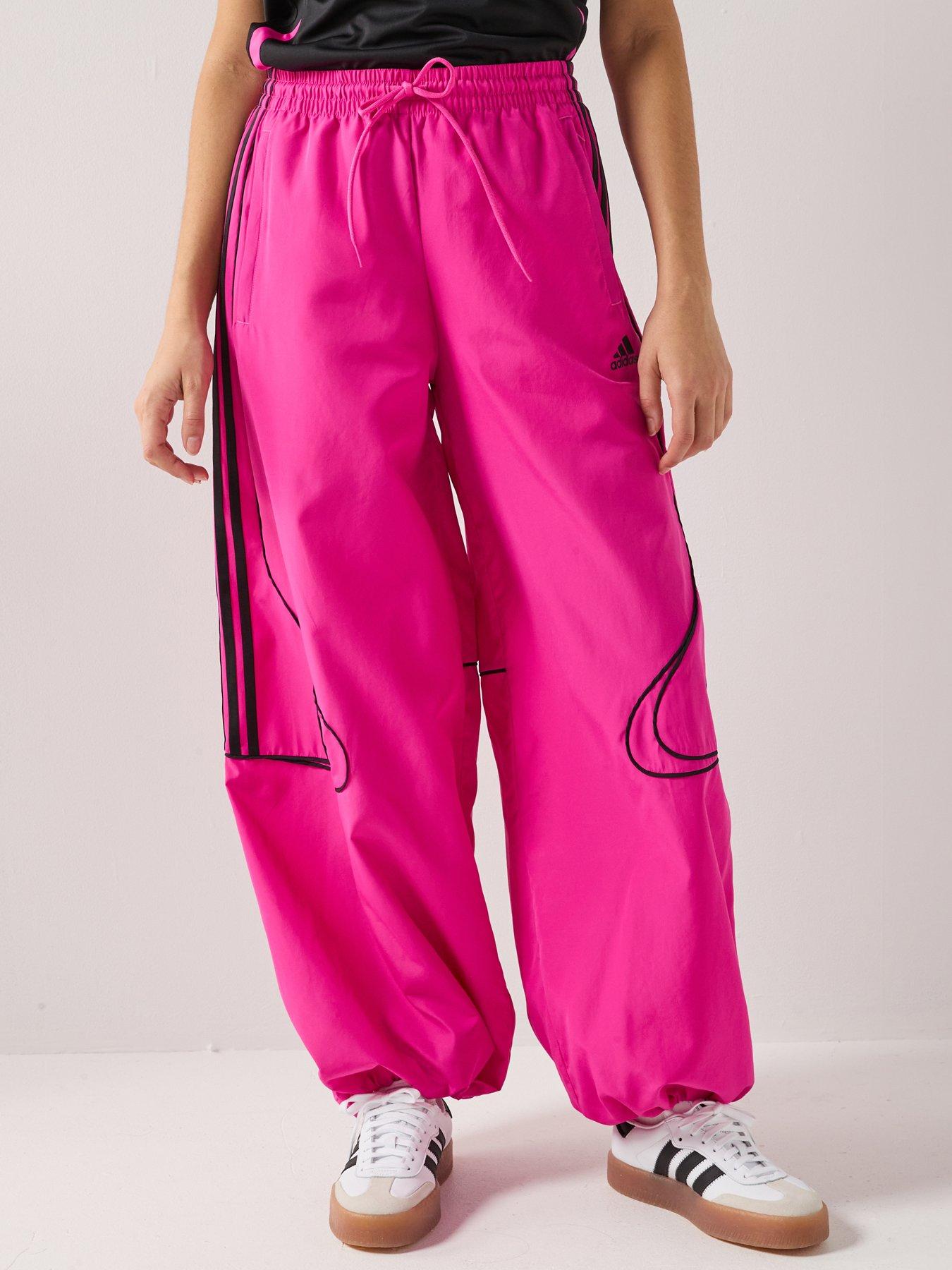 adidas Originals Womens Teamgeist Adicolor Oversized Woven Tracksuit Pant - Pink