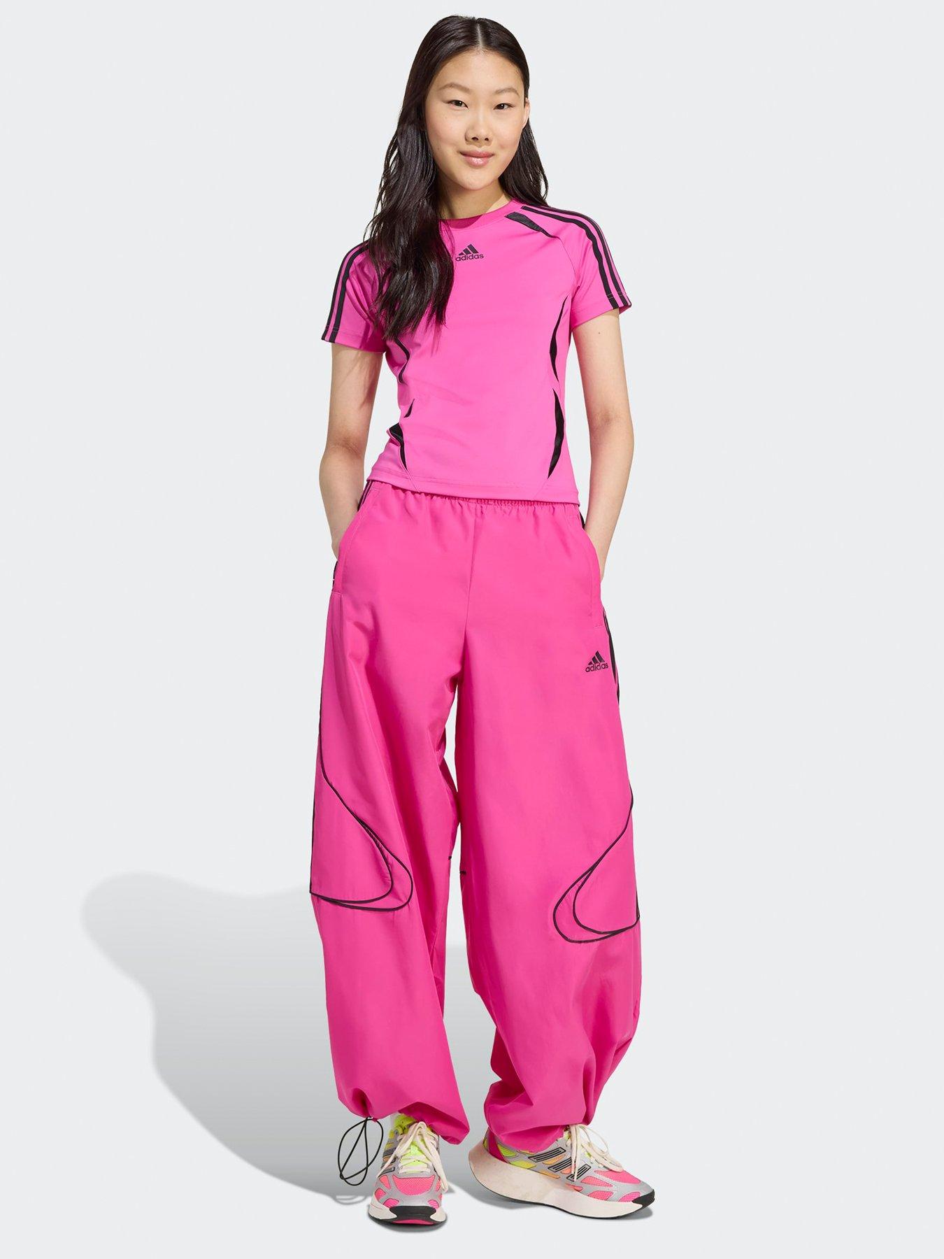  image of adidas-originals-womens-teamgeist-adicolor-oversized-woven-track-pant-pink