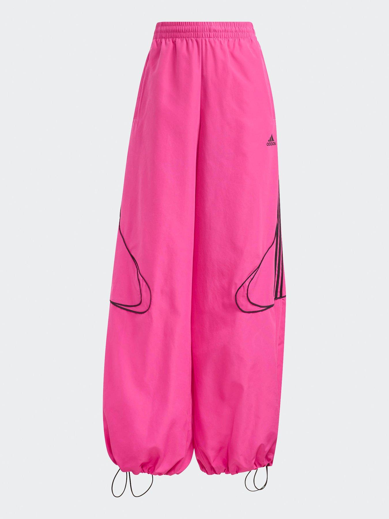 image of adidas-originals-womens-teamgeist-adicolor-oversized-woven-track-pant-pink