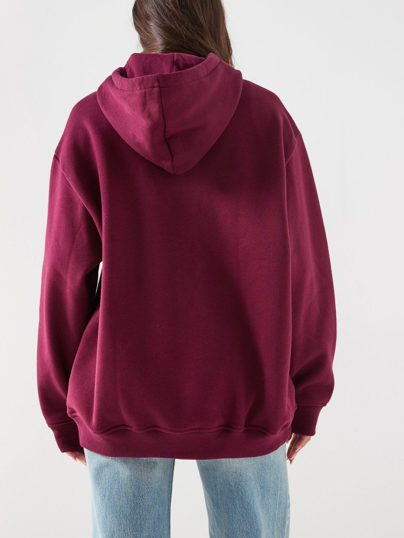  image of adidas-originals-womens-trefoil-essentials-hoodie-red