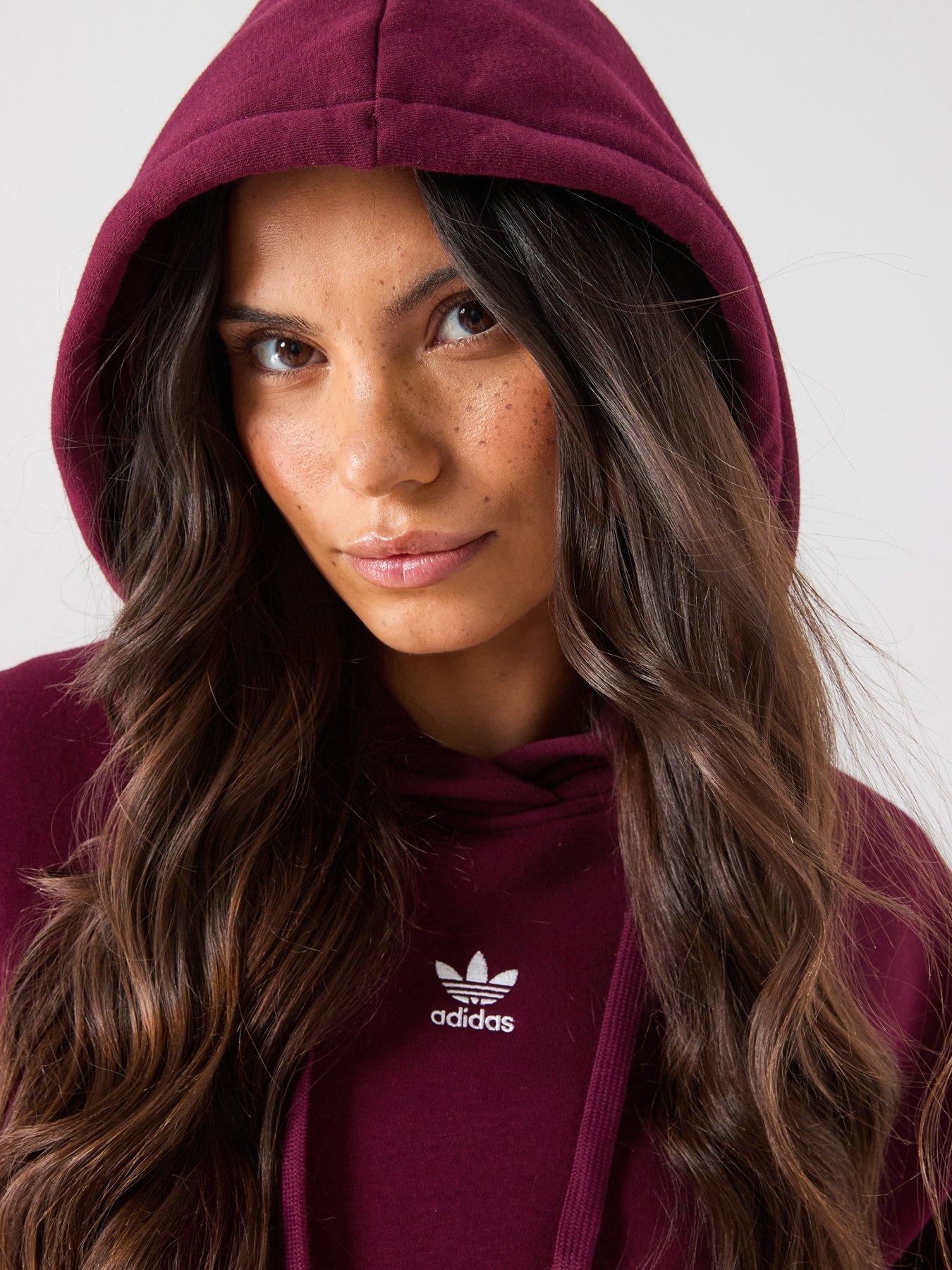  image of adidas-originals-womens-trefoil-essentials-hoodie-red