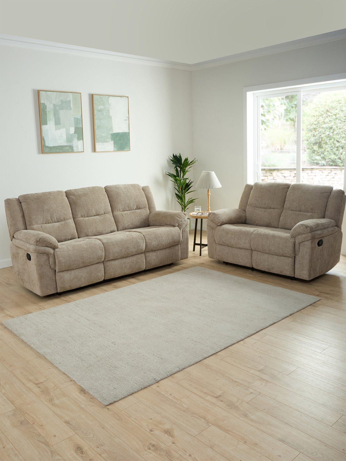 The Very Collection Albion Chunky Weave 3 + 2 Seater High Back Manual Recliner Sofa Set (Buy  &  SAVE!) - FSC® Certified