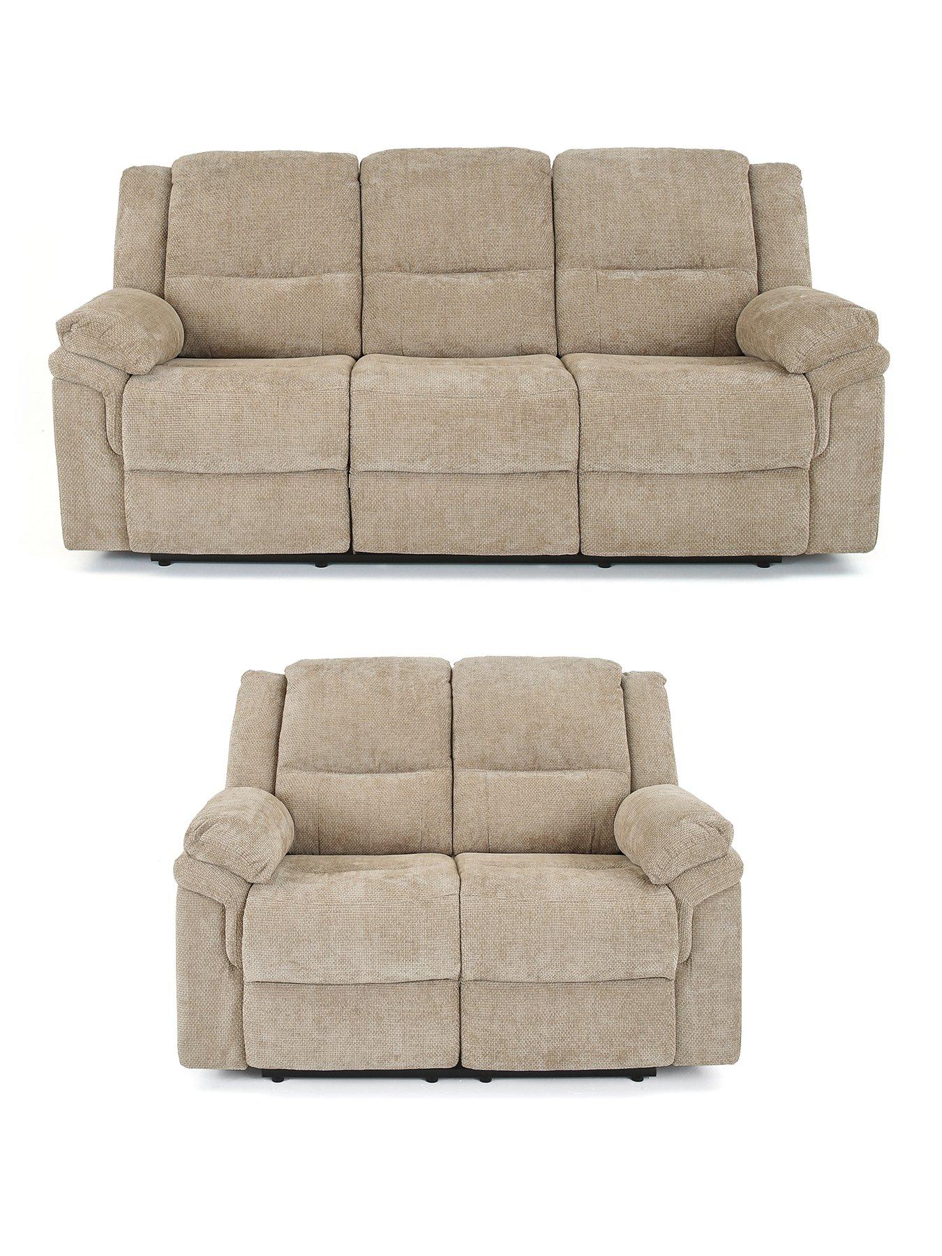 Image 2 of 7 of The Very Collection Albion Chunky Weave 3 + 2 Seater High Back Manual Recliner Sofa Set (Buy &amp; SAVE!) - FSC&reg; Certified