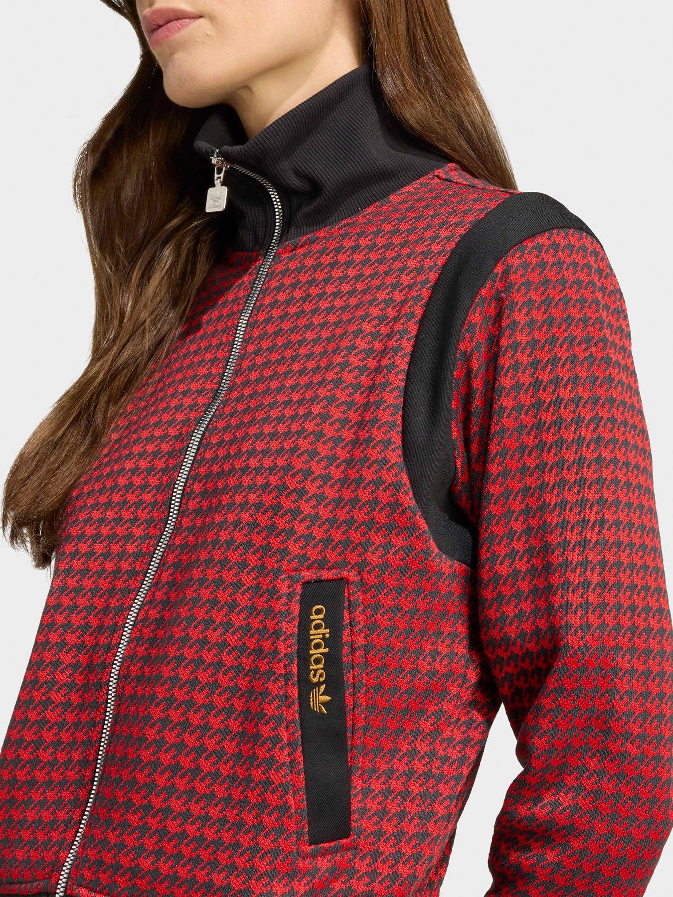  image of adidas-originals-womens-houndstooth-track-top-red