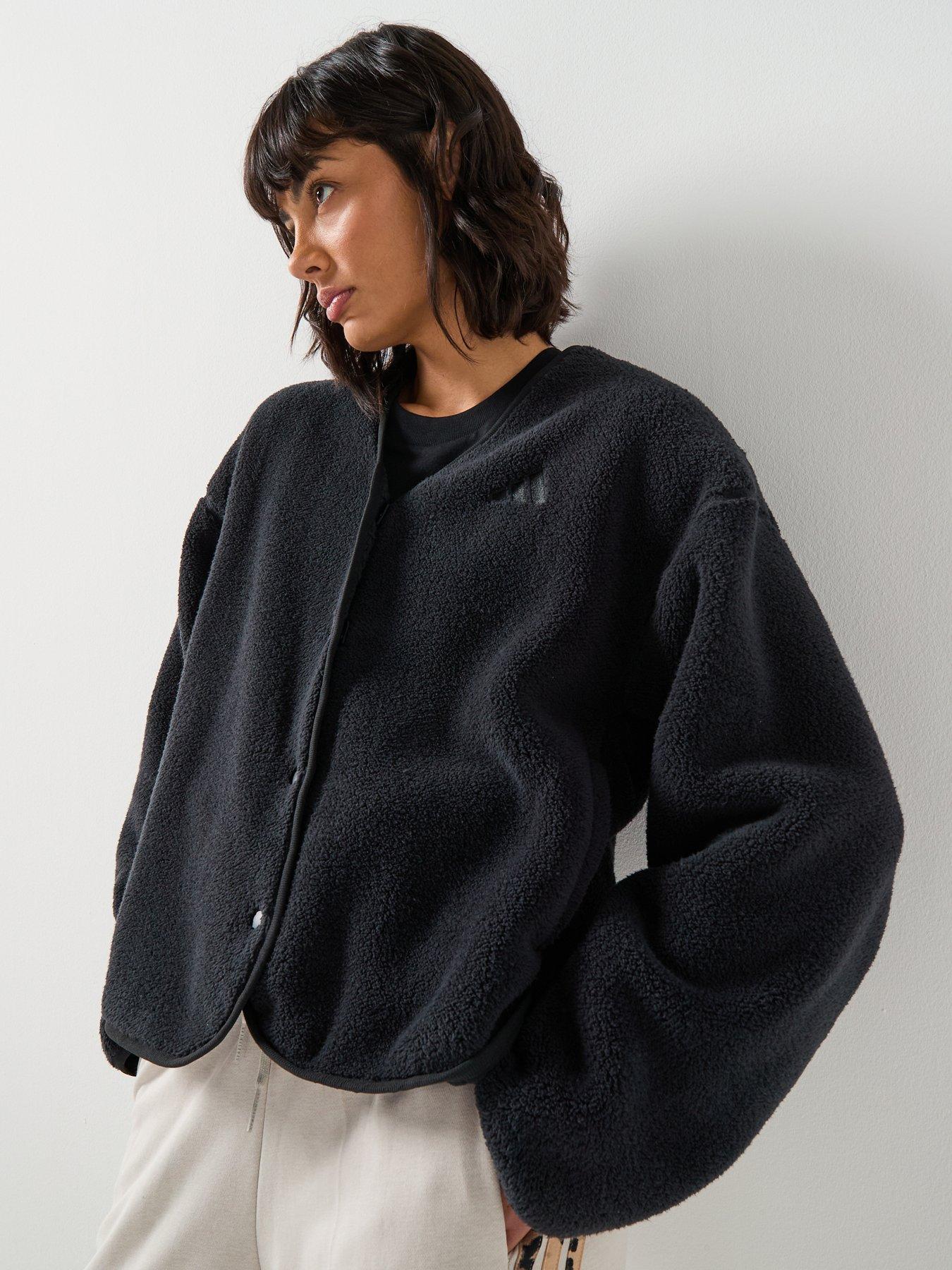 adidas Sportswear Womens Future Icons Three Stripes Fleece Cardigan - Black