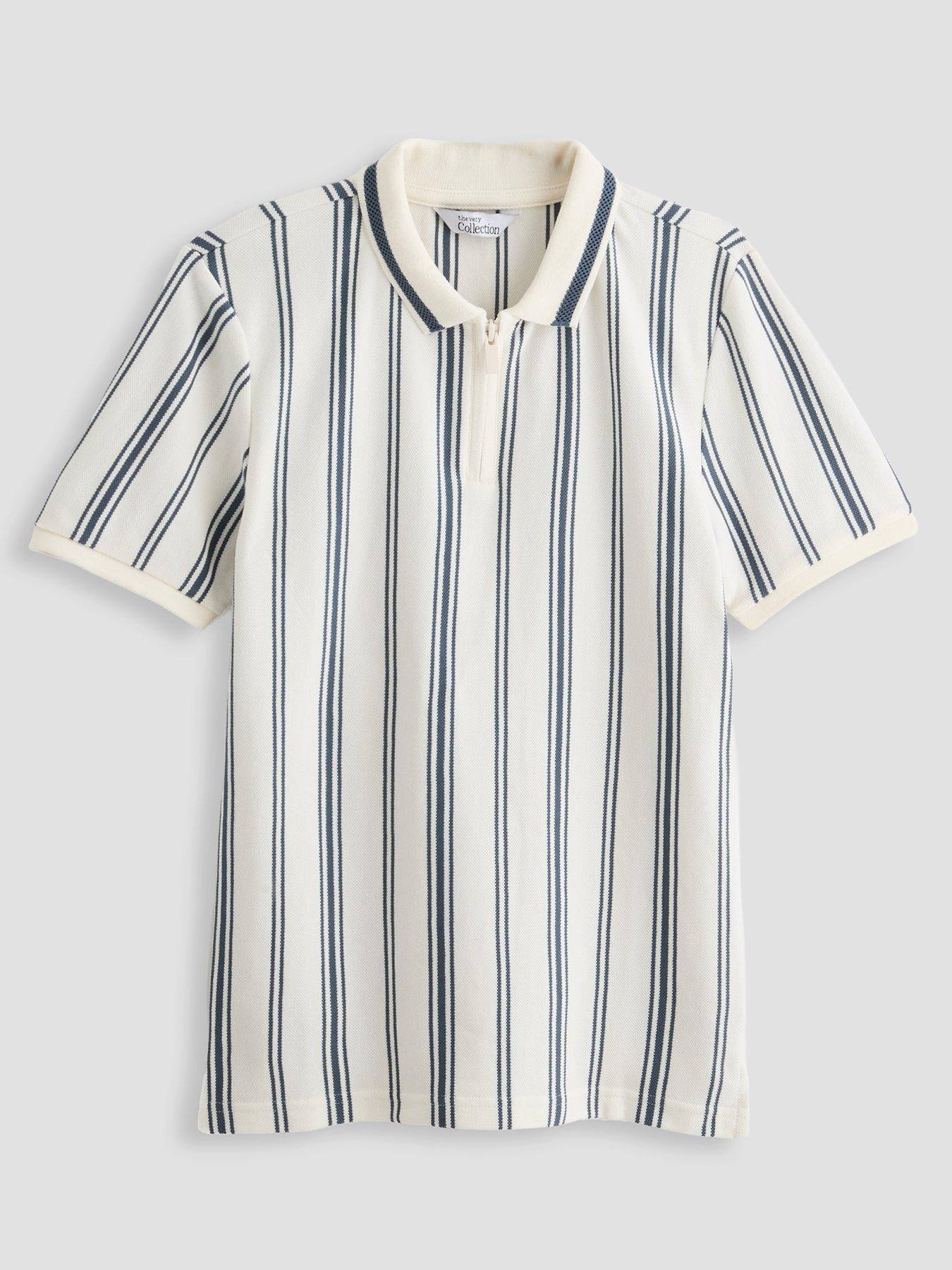  image of the-very-collection-boys-zip-up-stripe-polo-multi
