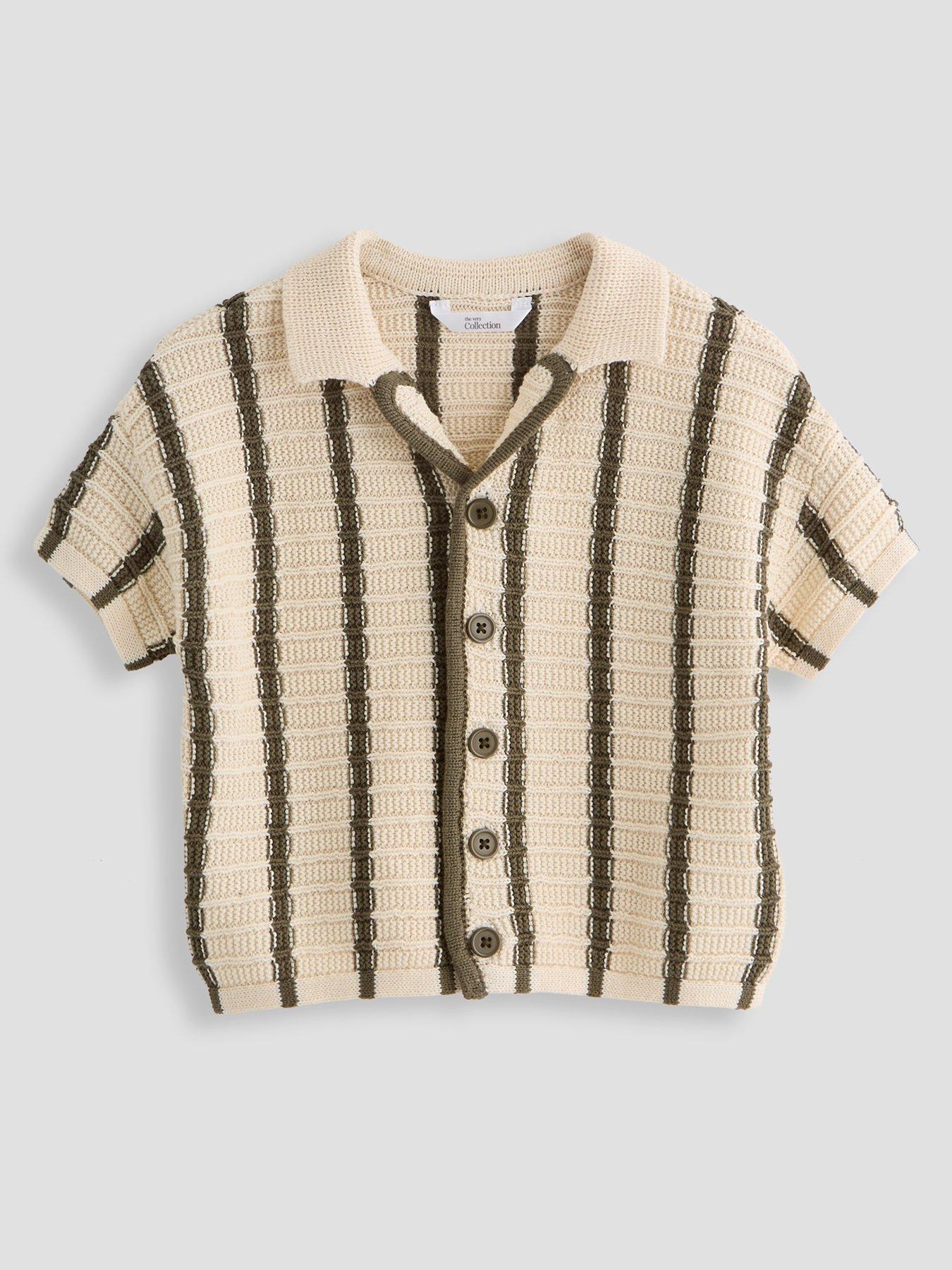 The Very Collection Boys Stripe Chrochet Shirt