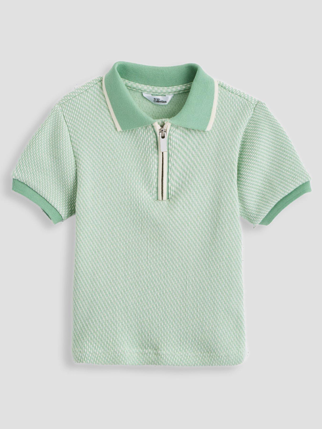 The Very Collection Boys Texture Detail Polo Shirt - Green