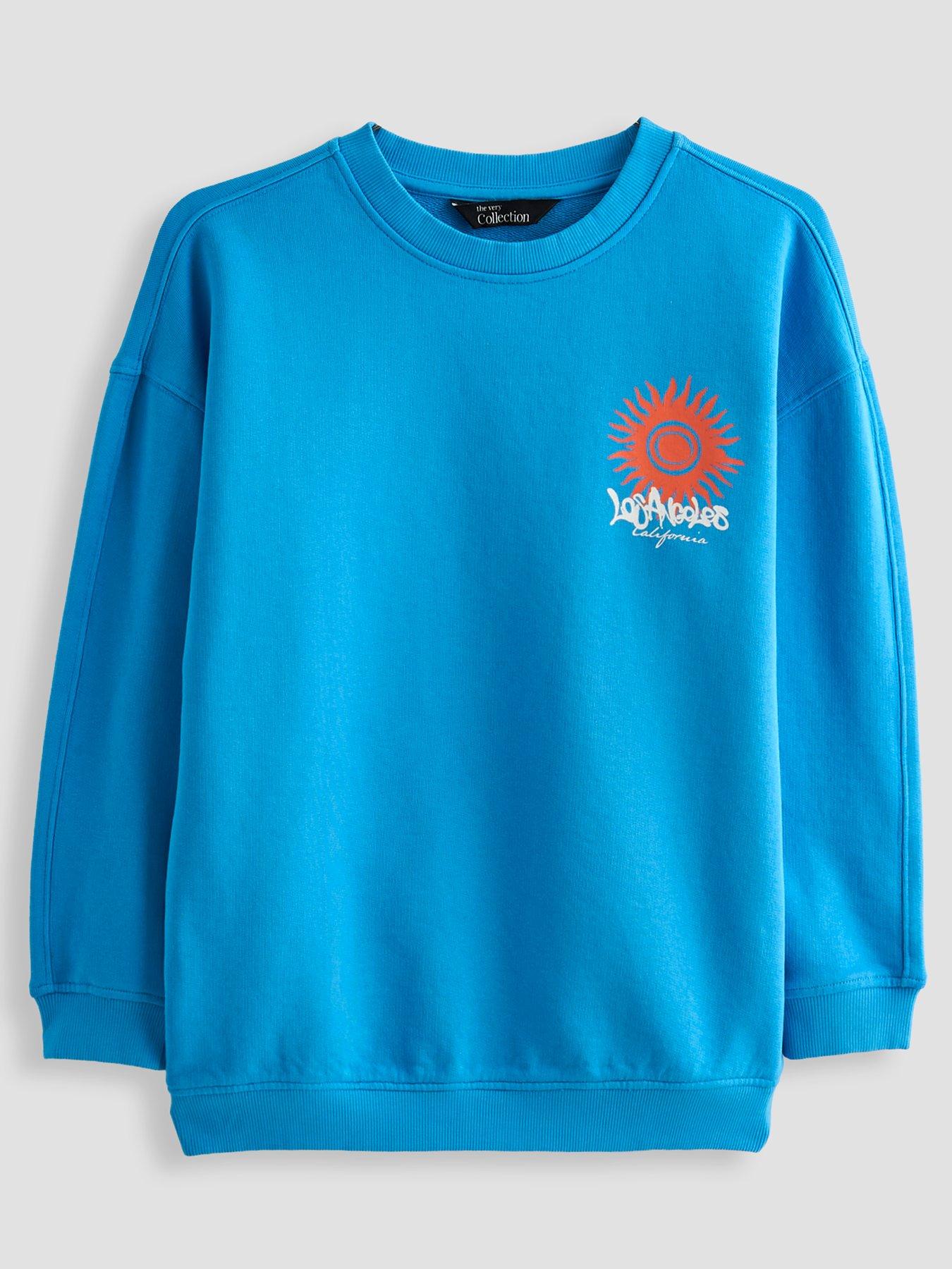 The Very Collection Boys Washed Back Graphic Sweatshirt - Blue