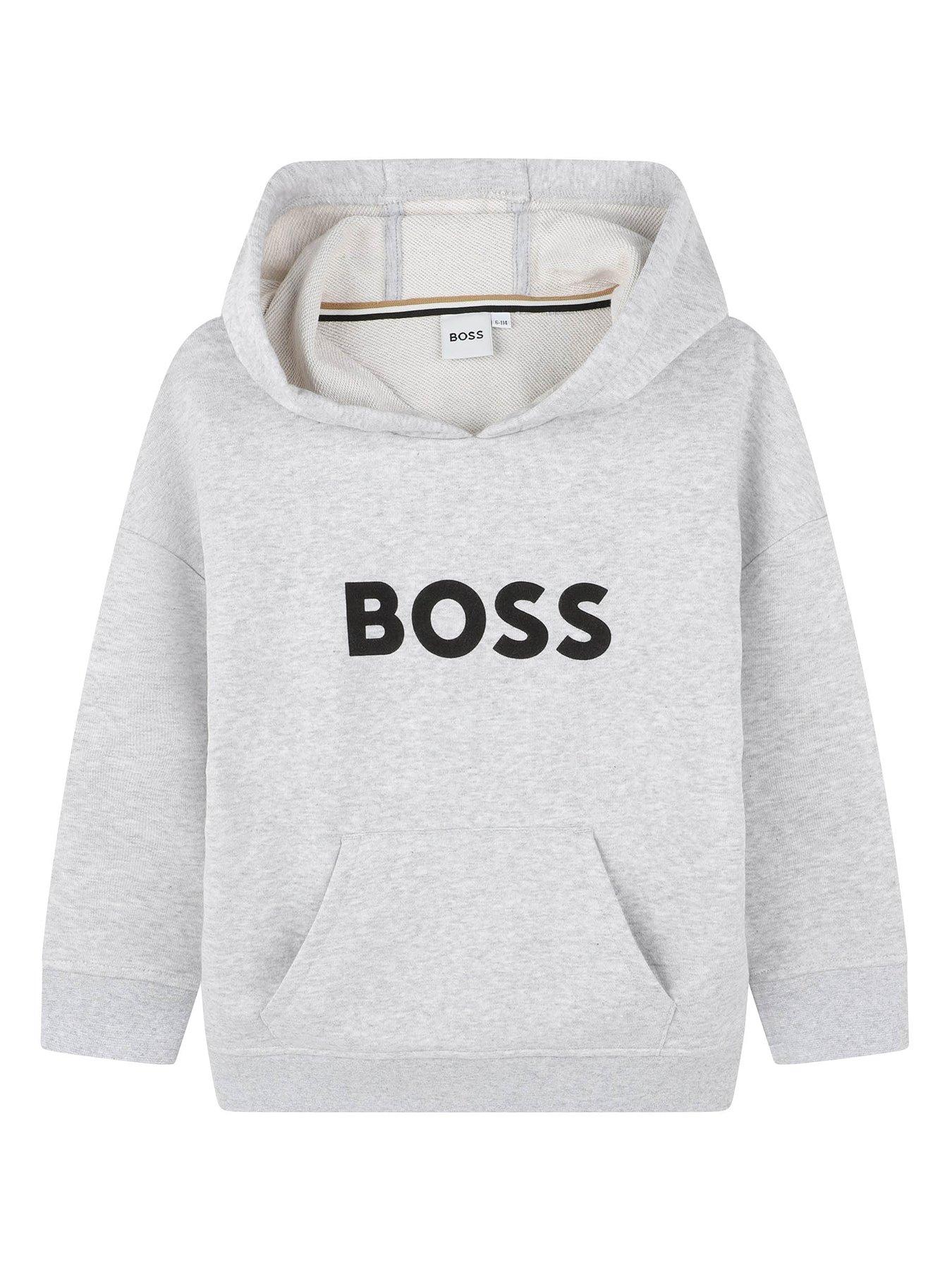 boss-boys-logo-hoodie-grey