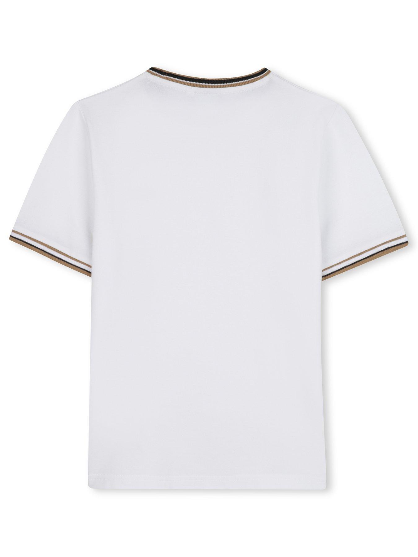 Image 2 of 3 of BOSS Boys Short Sleeve Tipped T-Shirt - White