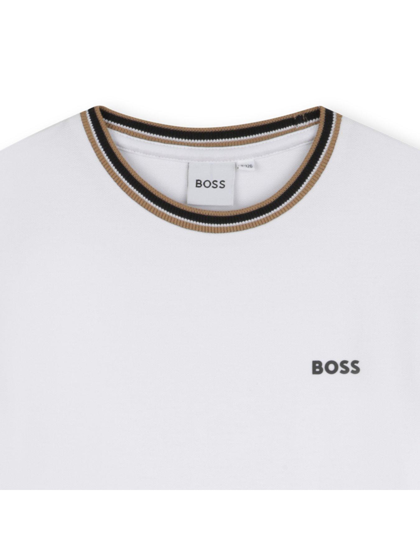 Image 3 of 3 of BOSS Boys Short Sleeve Tipped T-Shirt - White