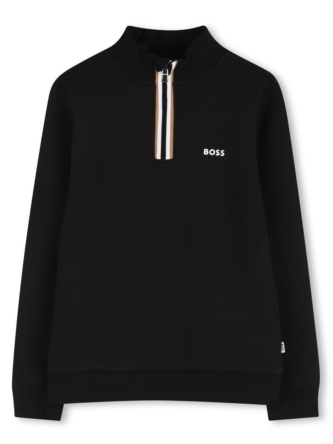 BOSS Boys 1/4 Zip Sweat Top - Black