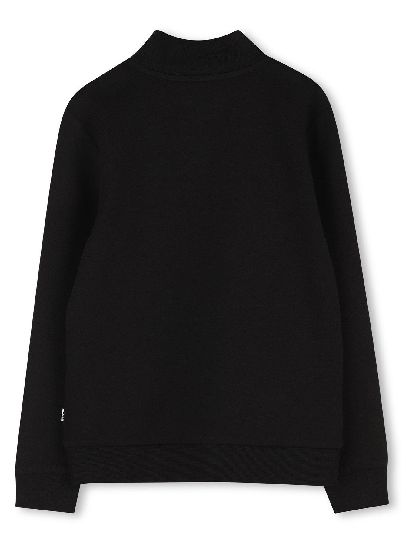 Image 2 of 3 of BOSS Boys 1/4 Zip Sweat Top - Black