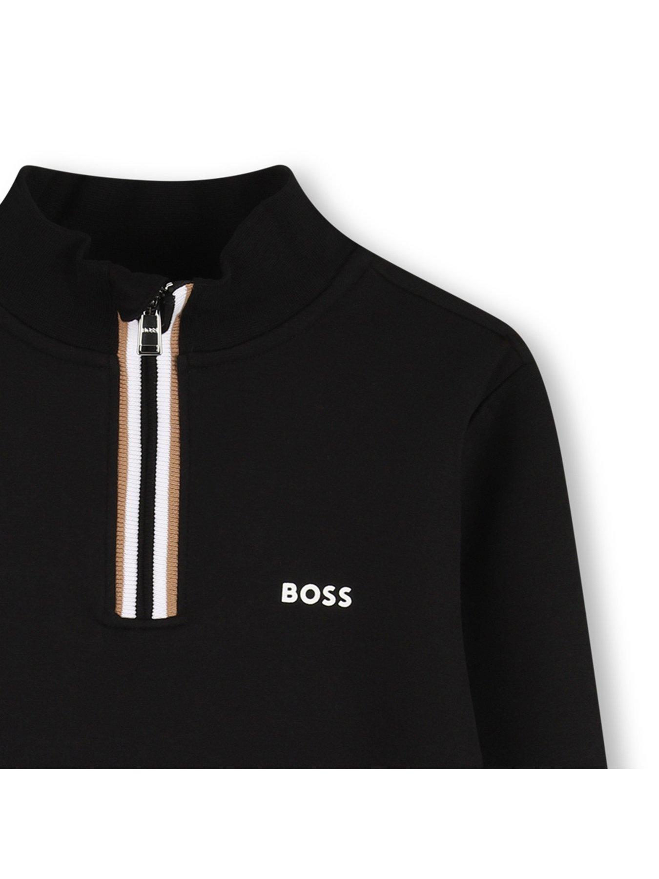 Image 3 of 3 of BOSS Boys 1/4 Zip Sweat Top - Black