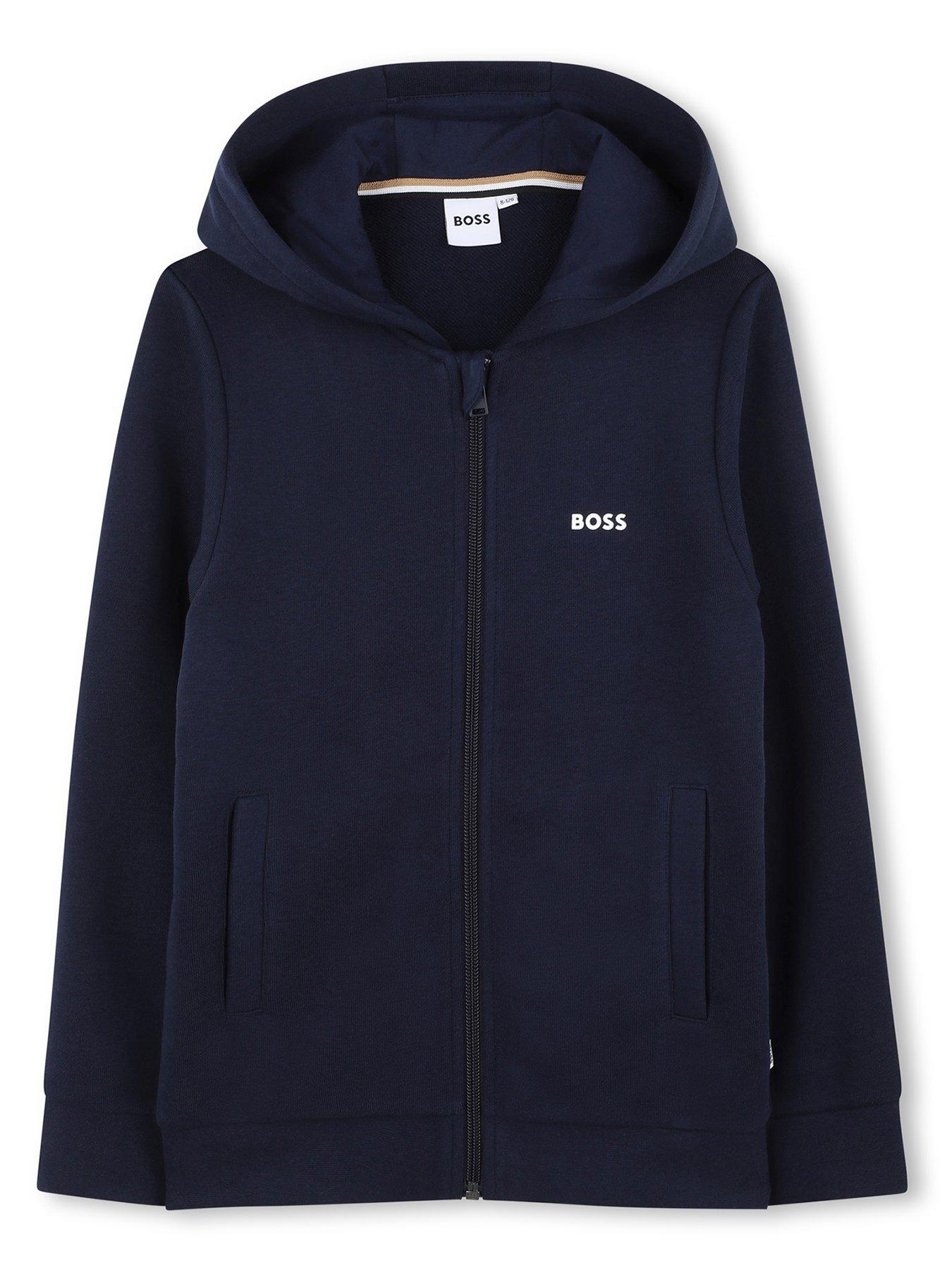 BOSS Boys Zip Through Hoodie - Navy