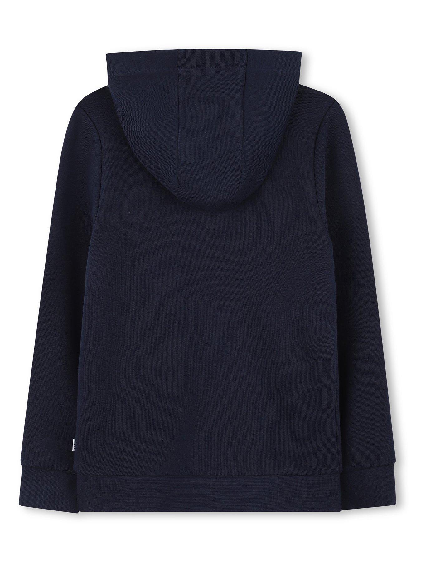 Image 2 of 3 of BOSS Boys Zip Through Hoodie - Navy