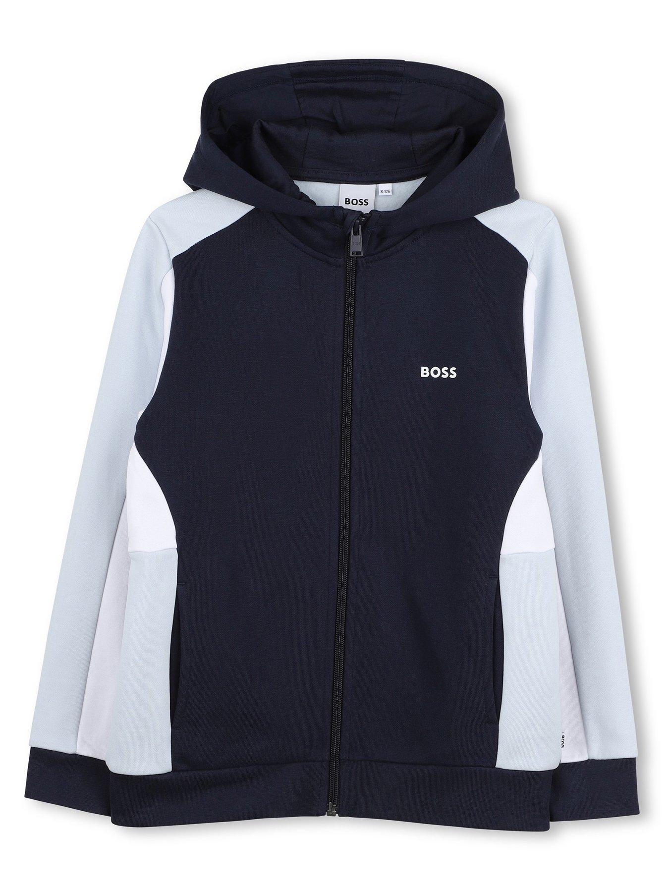 BOSS Boys Colour Block Hoodie - Navy