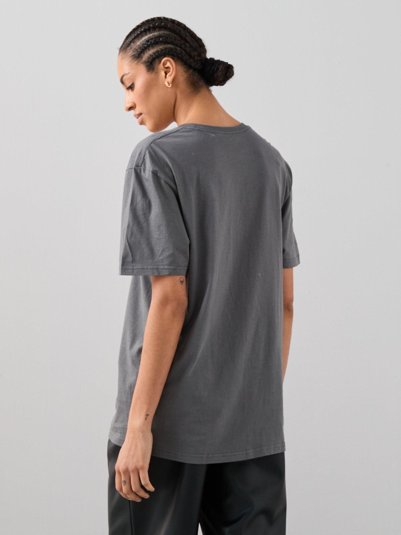 stillFront image of the-very-collection-bow-amp-lace-print-oversized-graphic-t-shirt-grey