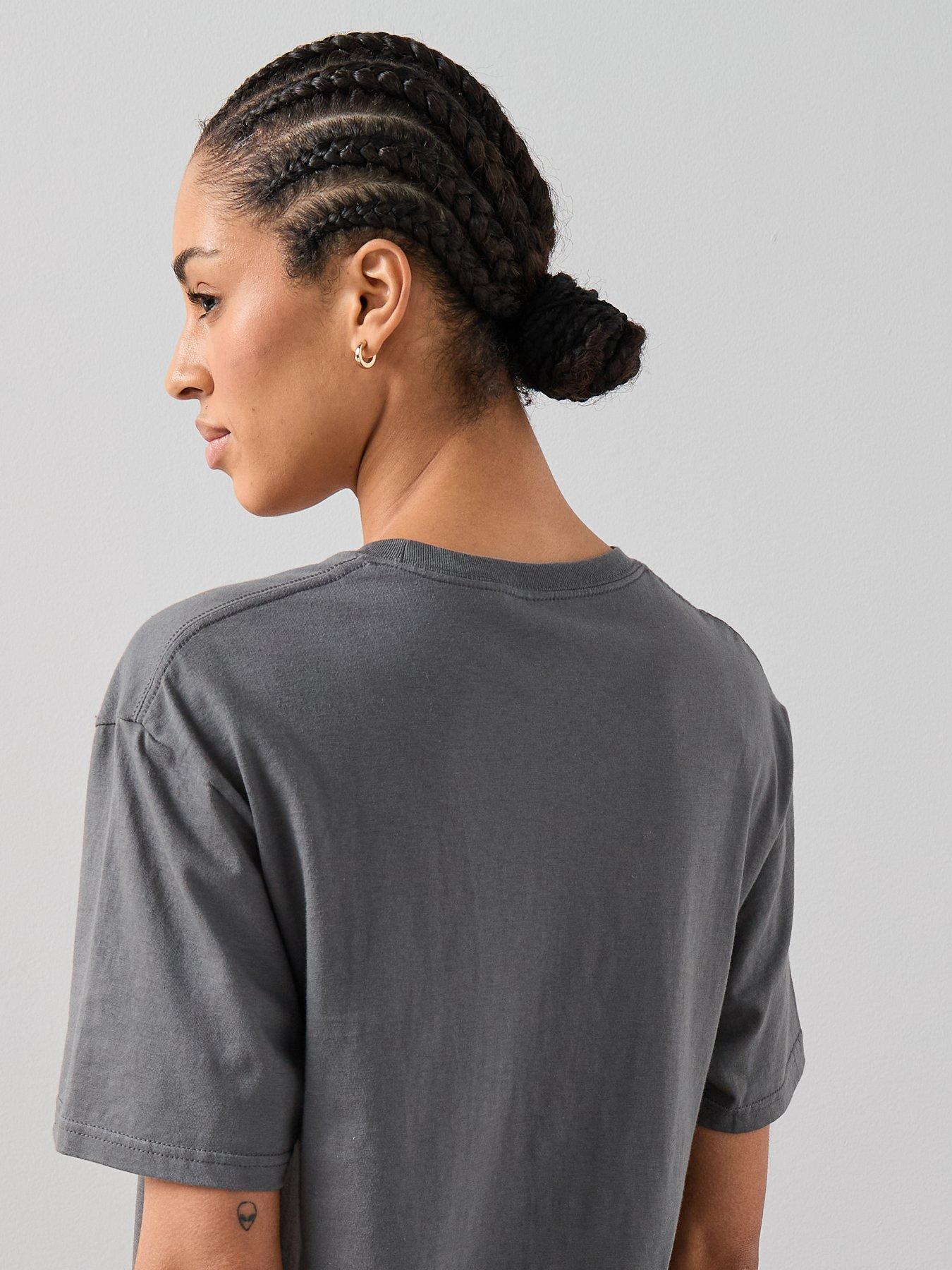  image of the-very-collection-paris-lace-print-oversized-graphic-t-shirt-grey