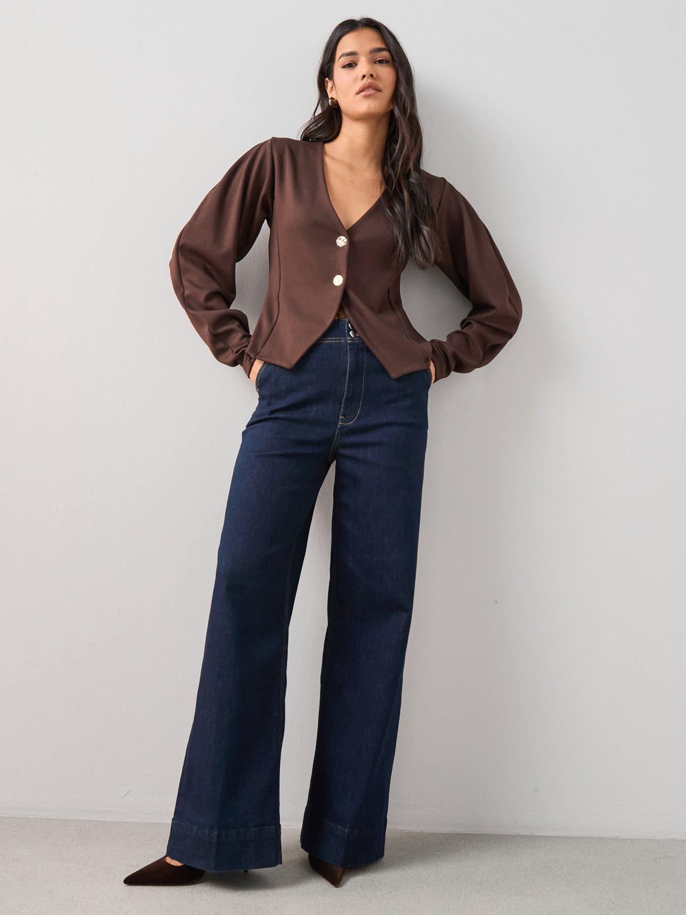 Image 3 of 6 of The Very Collection Long Sleeve Button Up Top - Brown