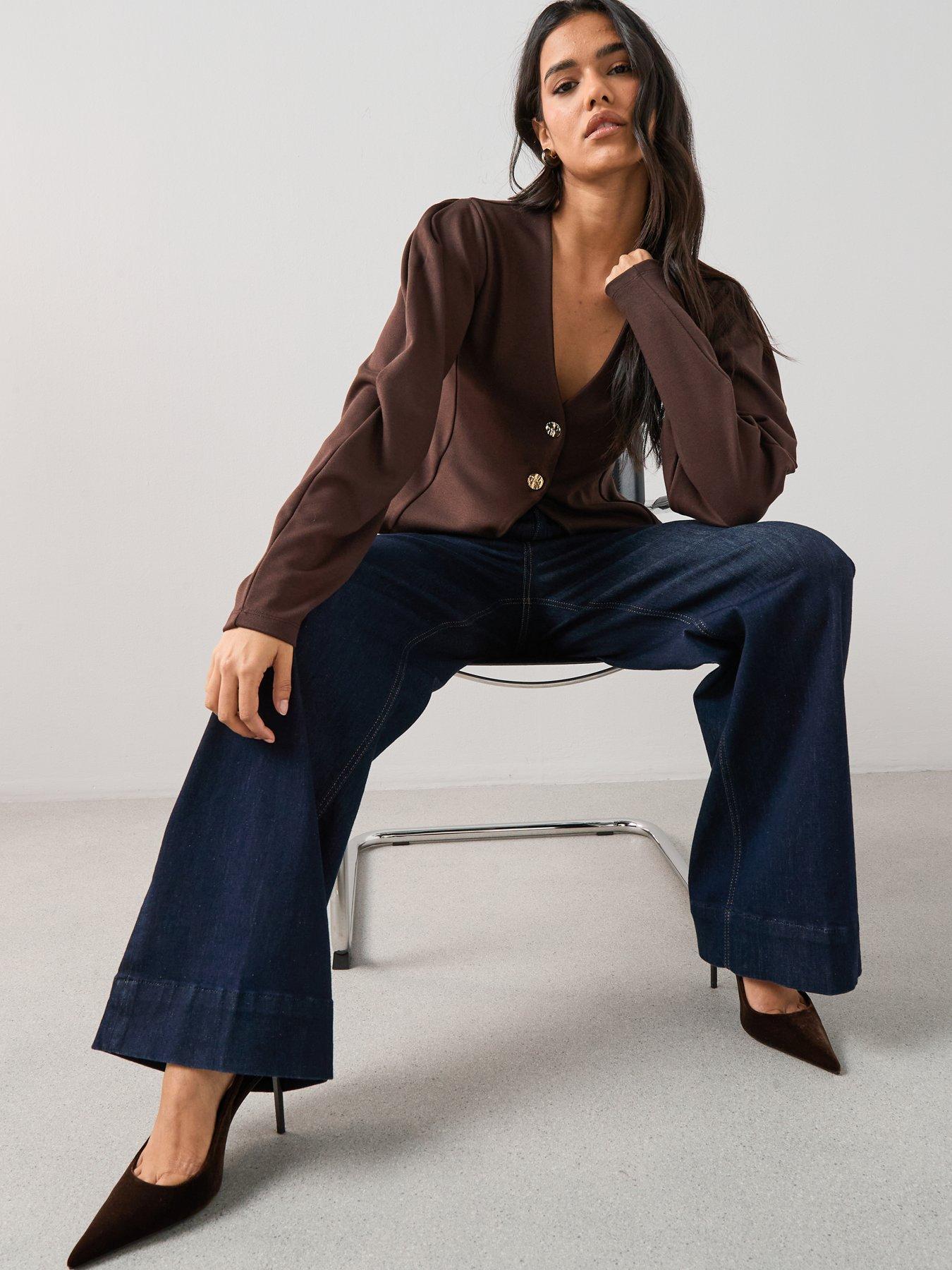 Image 6 of 6 of The Very Collection Long Sleeve Button Up Top - Brown