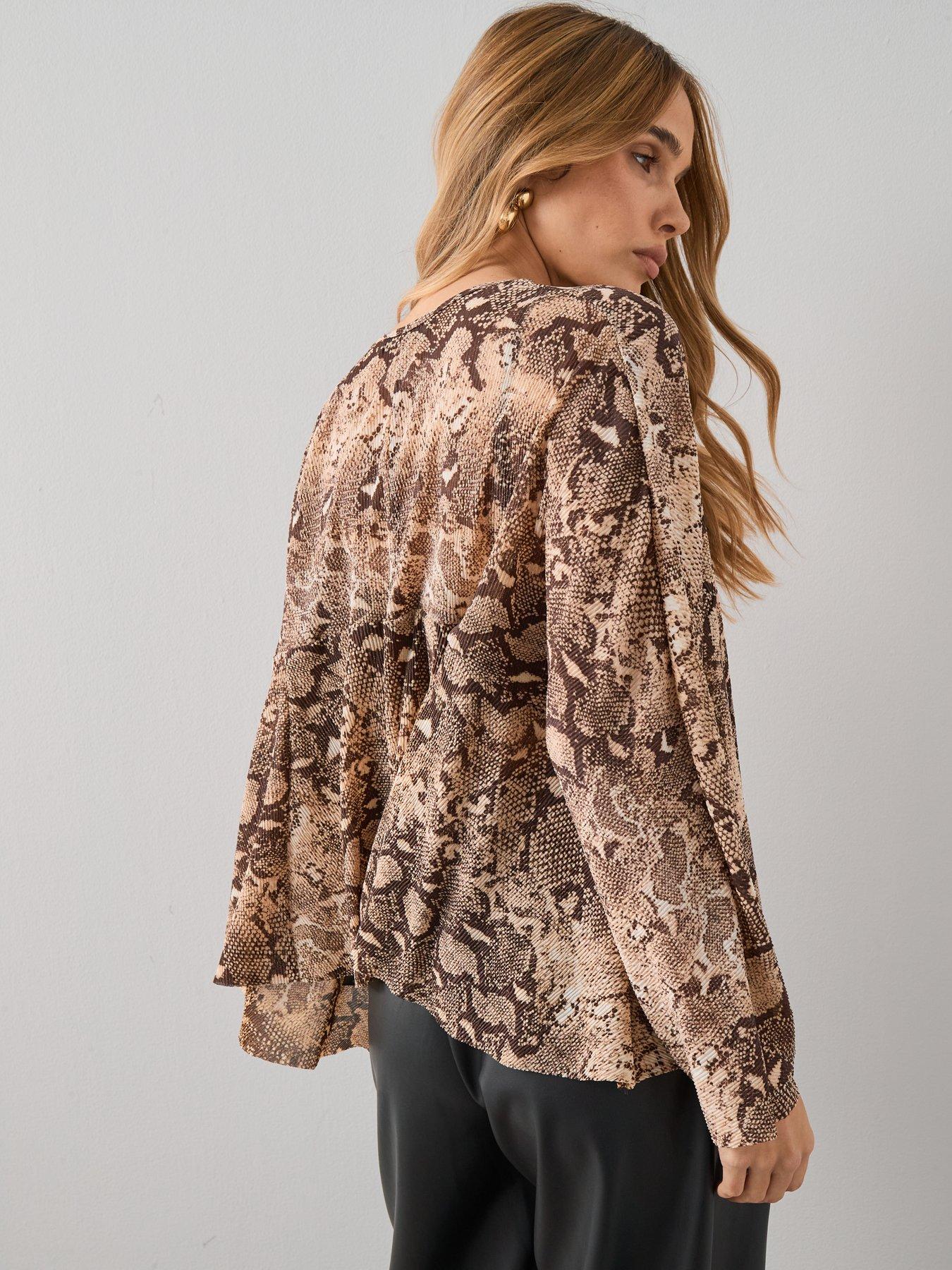 Image 2 of 7 of The Very Collection Long Sleeve Textured Snake Print Top