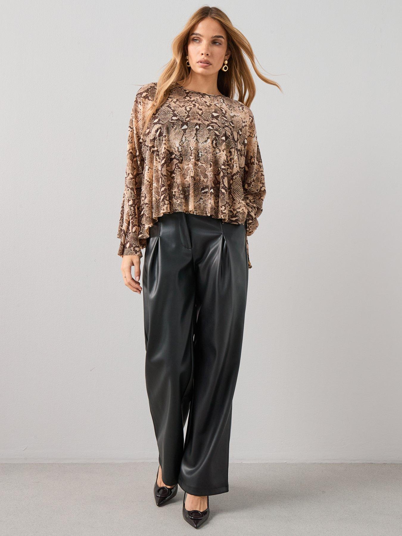 Image 3 of 7 of The Very Collection Long Sleeve Textured Snake Print Top