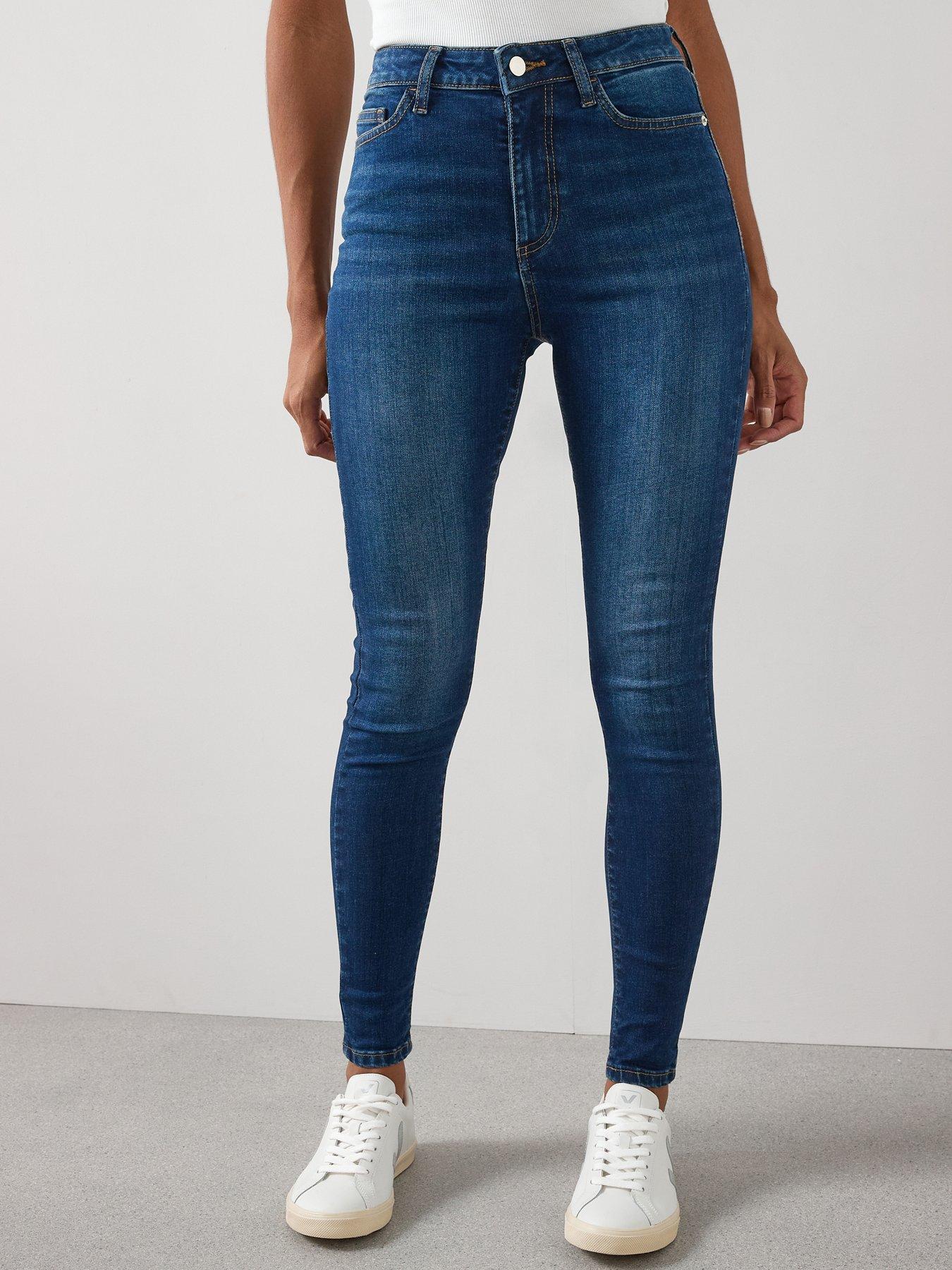 Image 1 of 7 of The Very Collection Short Florence High Rise Skinny Jeans - Dark Wash