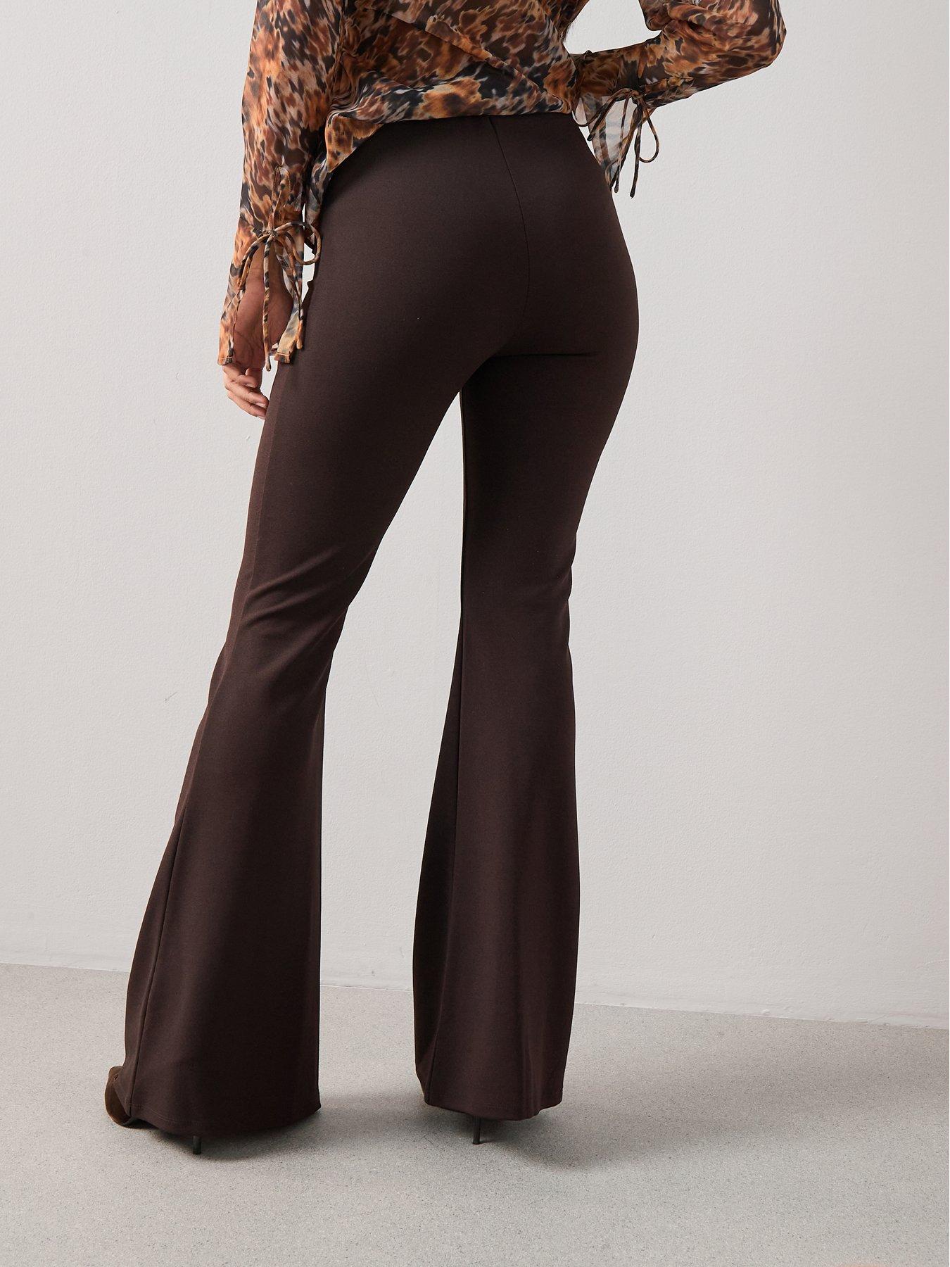 Image 2 of 6 of The Very Collection High Waisted Flare Trousers - Brown