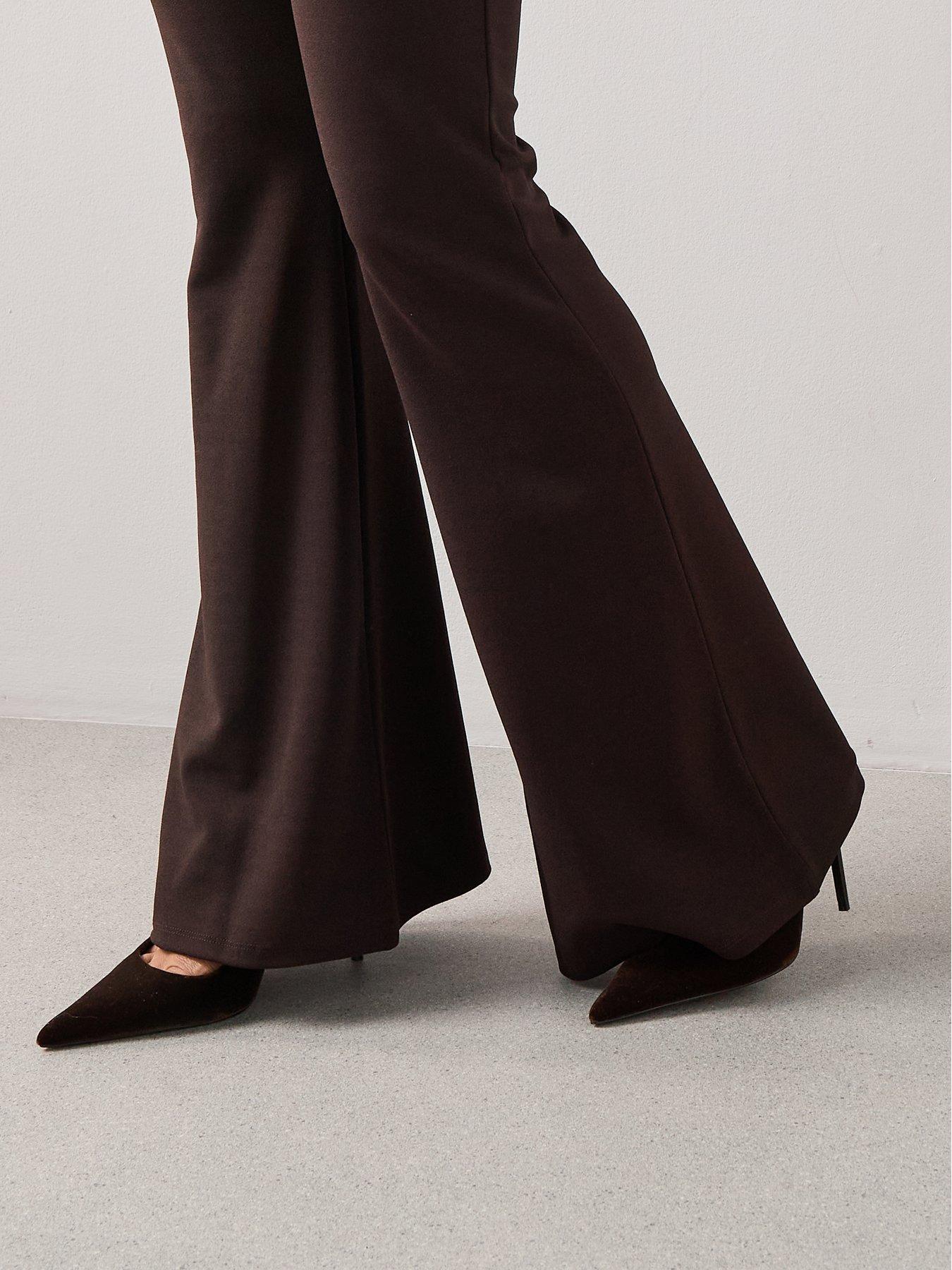 Image 4 of 6 of The Very Collection High Waisted Flare Trousers - Brown