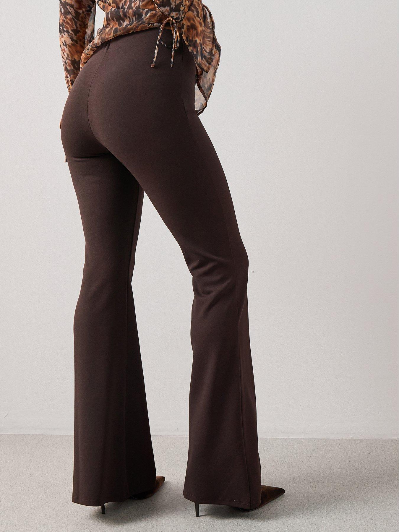 Image 5 of 6 of The Very Collection High Waisted Flare Trousers - Brown