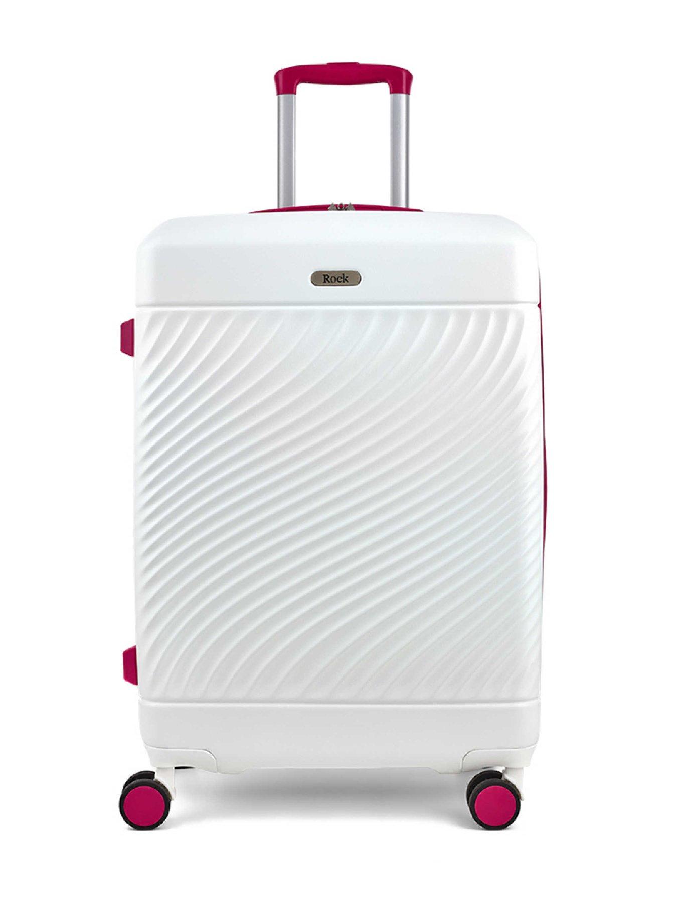 Image 2 of 6 of Rock Luggage Love Island White/Pink Medium Suitcase