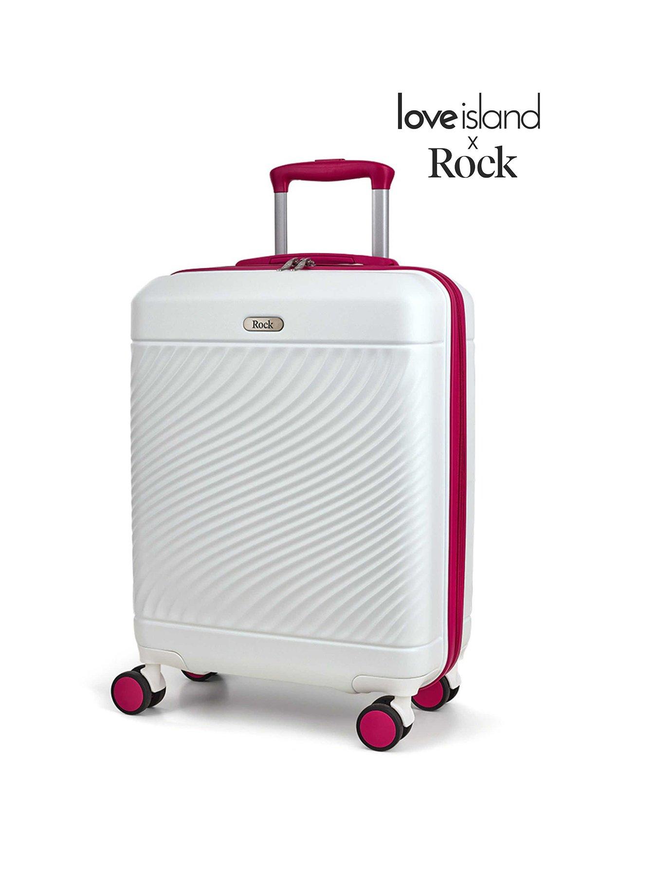 Image 1 of 6 of Rock Luggage Love Island White/Pink Cabin Suitcase