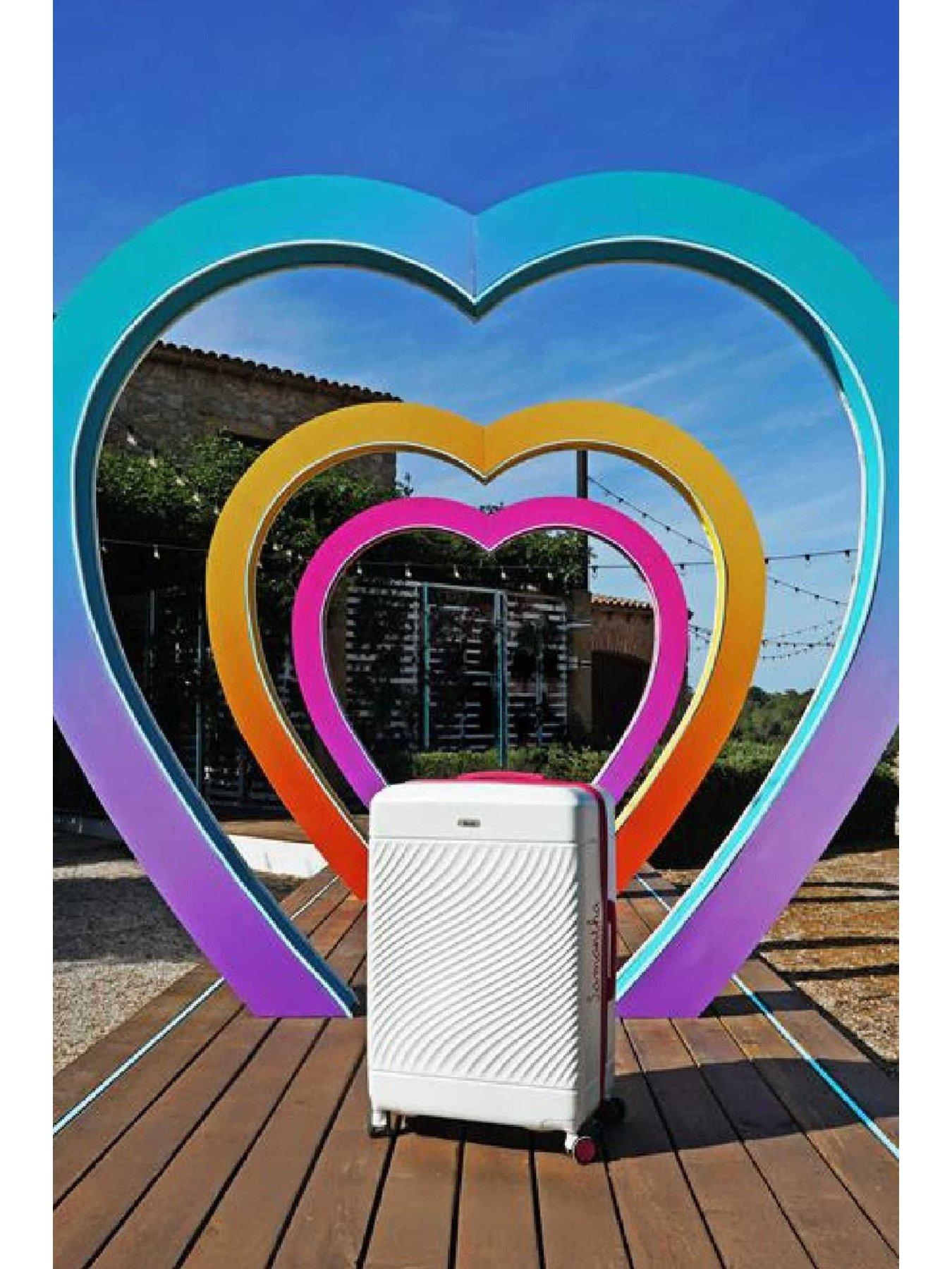 Image 6 of 6 of Rock Luggage Love Island White/Pink Cabin Suitcase