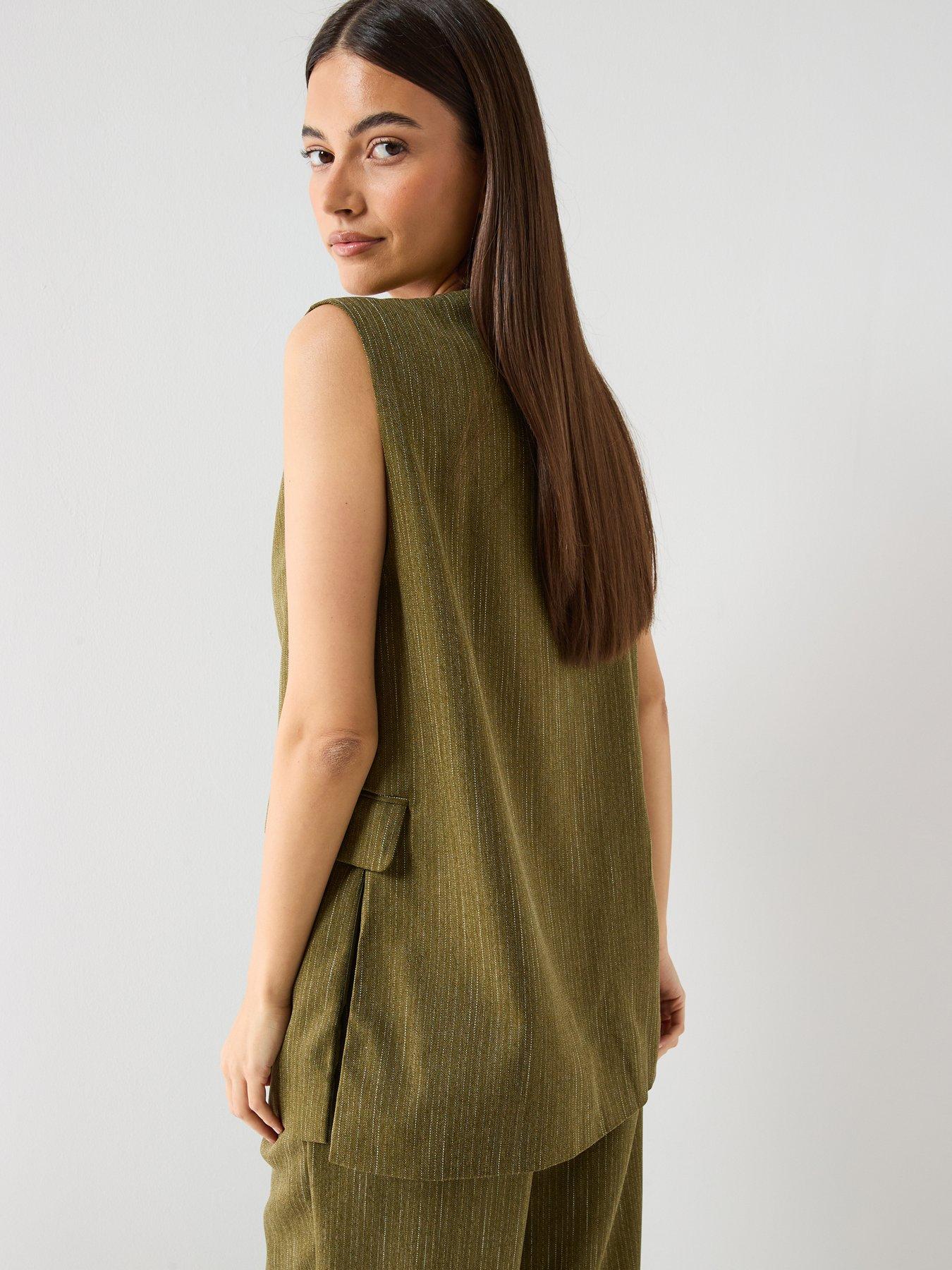 stillFront image of vero-moda-tailored-longline-waistcoat-green